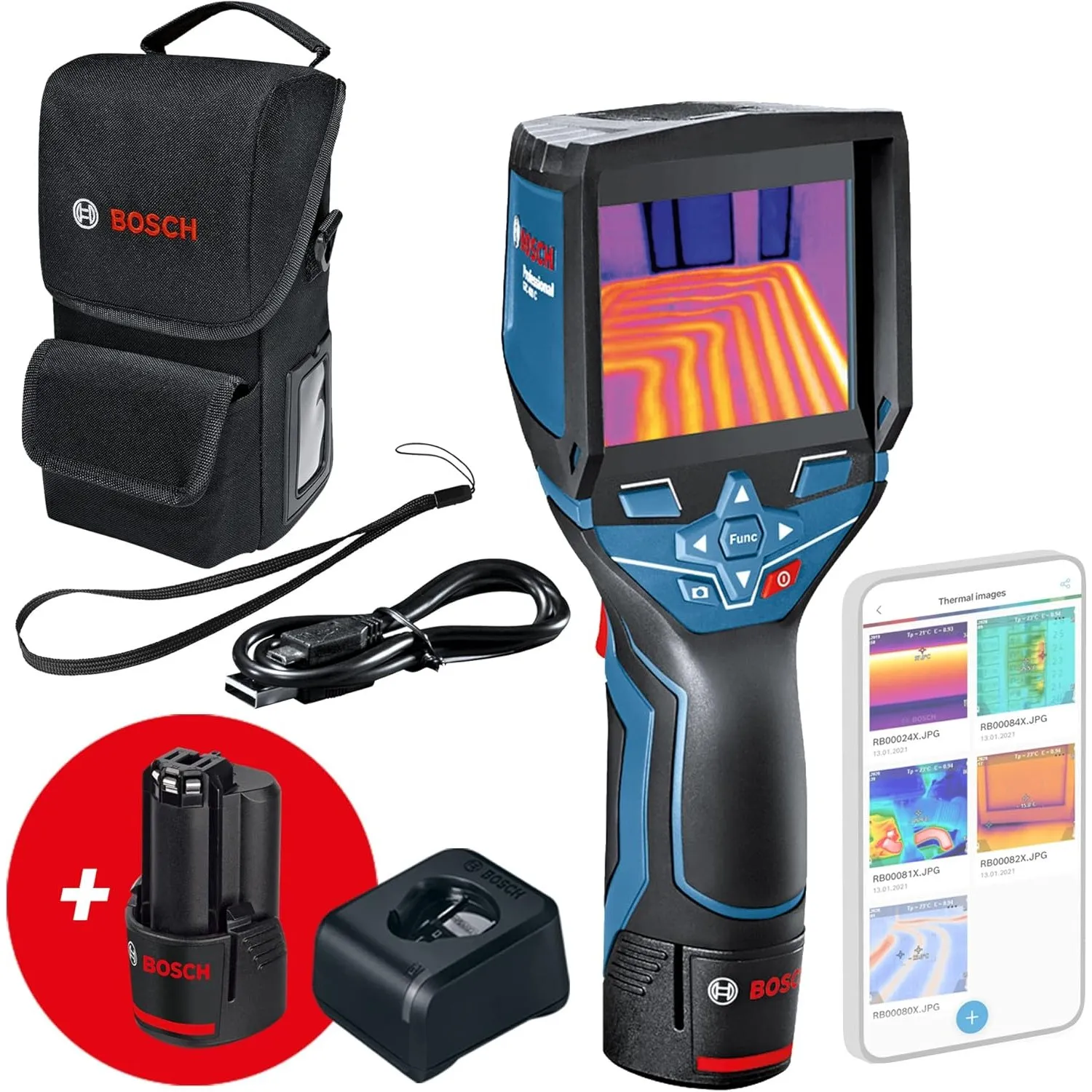 Bosch Professional 12V System Wärmebildkamera GTC 400 C (2x Akku 12V + Ladegerät, Schutztasche, mit App-Funktion, Tempe…