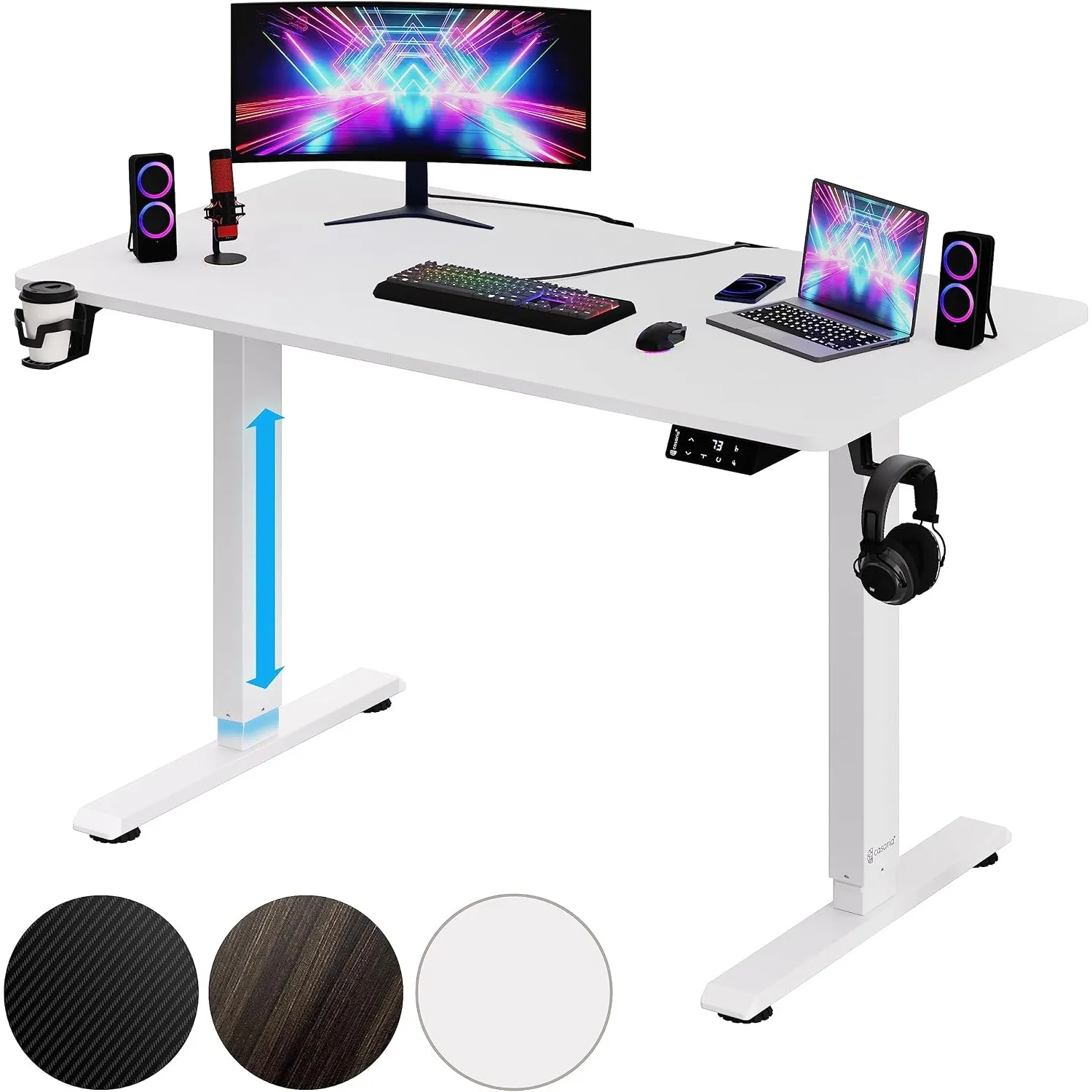 CASARIA® Höhenverstellbarer Schreibtisch Elektrisch, Weiß - 110 cm x 60 cm - Memory Funktion - LCD Bedienelement mit Hö…