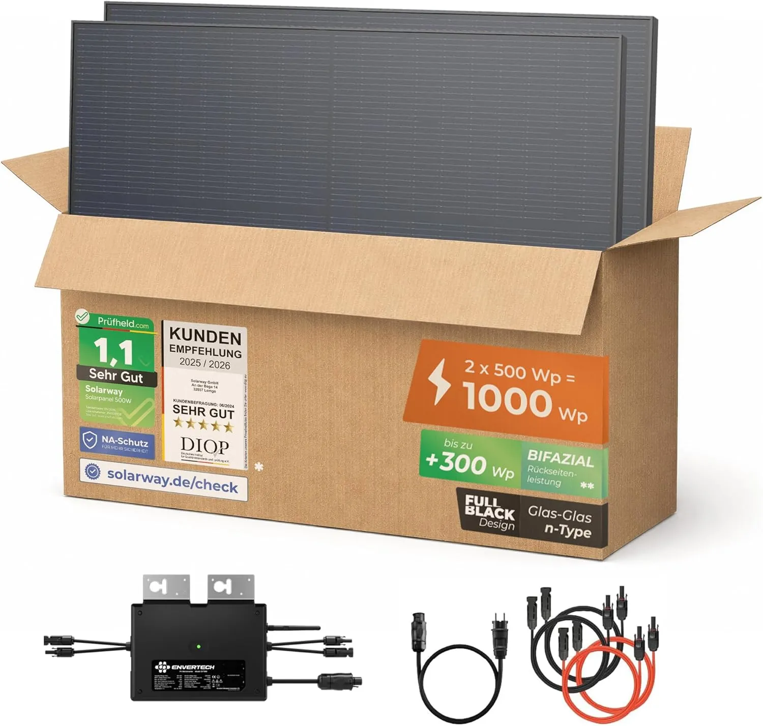 Solarway® 1000W Balkonkraftwerk 800W komplett Steckdose - neuester 800 Watt Wechselrichter - Solaranlage Komplettset - …