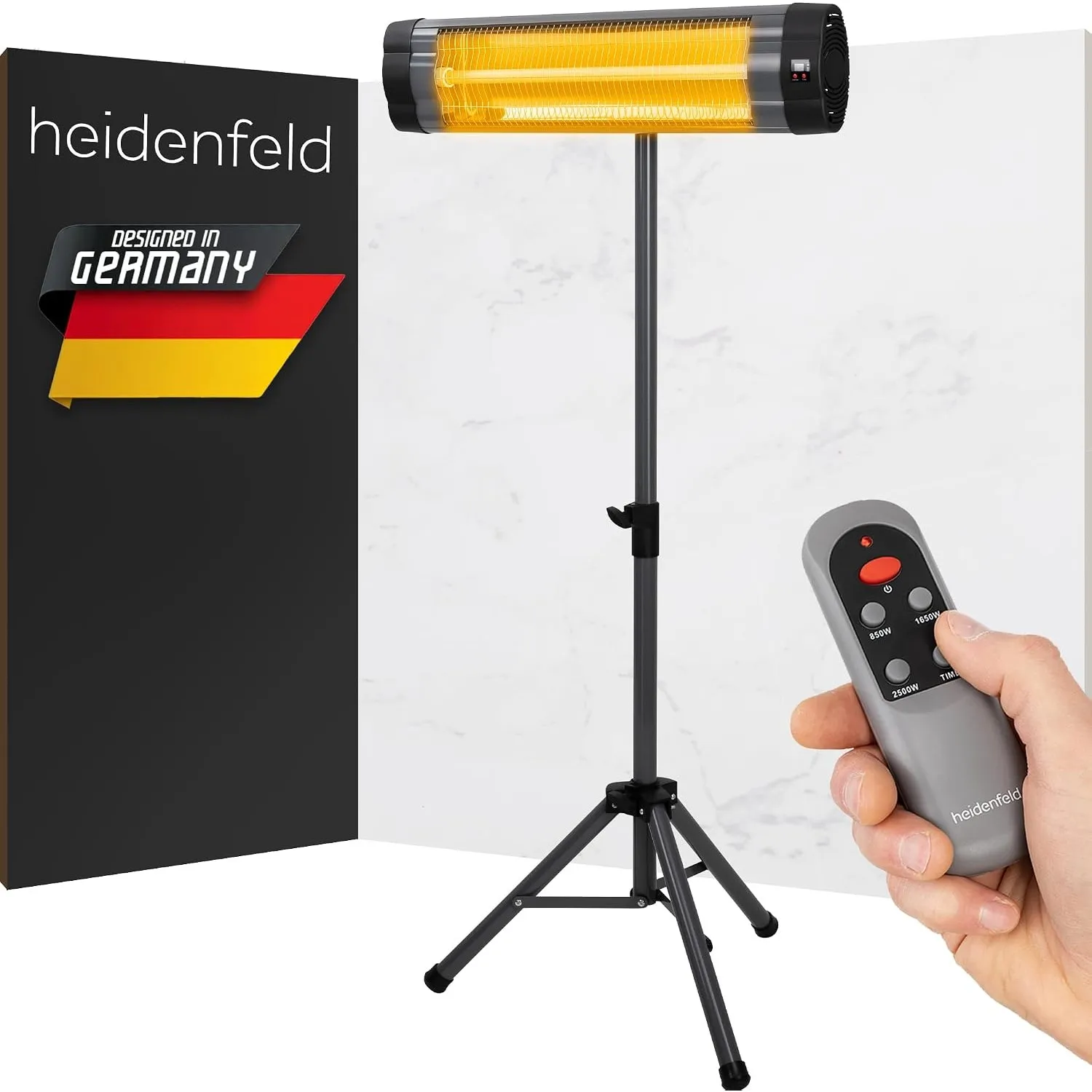 Heidenfeld Infrarot Heizstrahler IH100 | Inkl. Fernbedienung | 2500 Watt