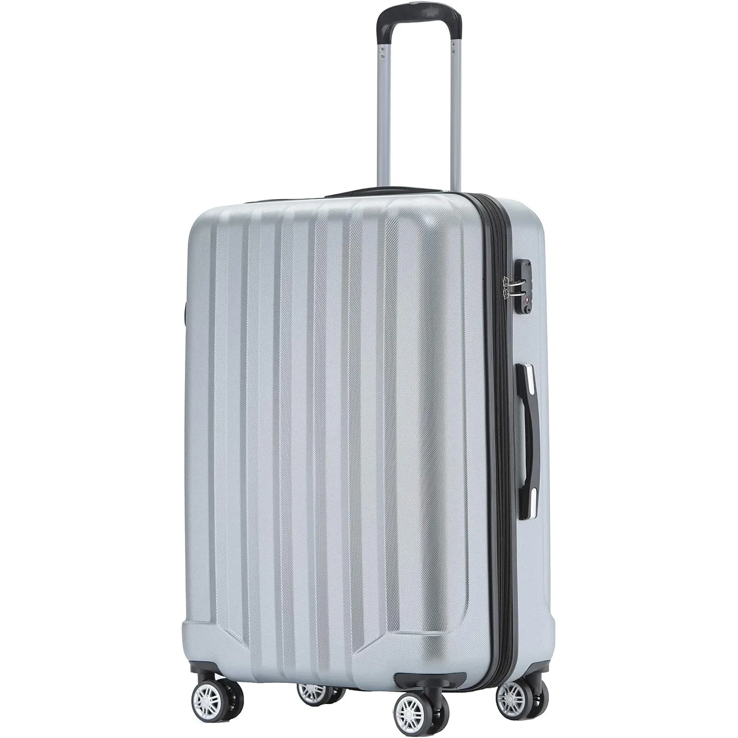 BEIBYE TSA-Schloß 2080 Gepäck Zwillingsrollen Reisekoffer Koffer Trolley Hartschale Dehnungsfuge (Silber, L)