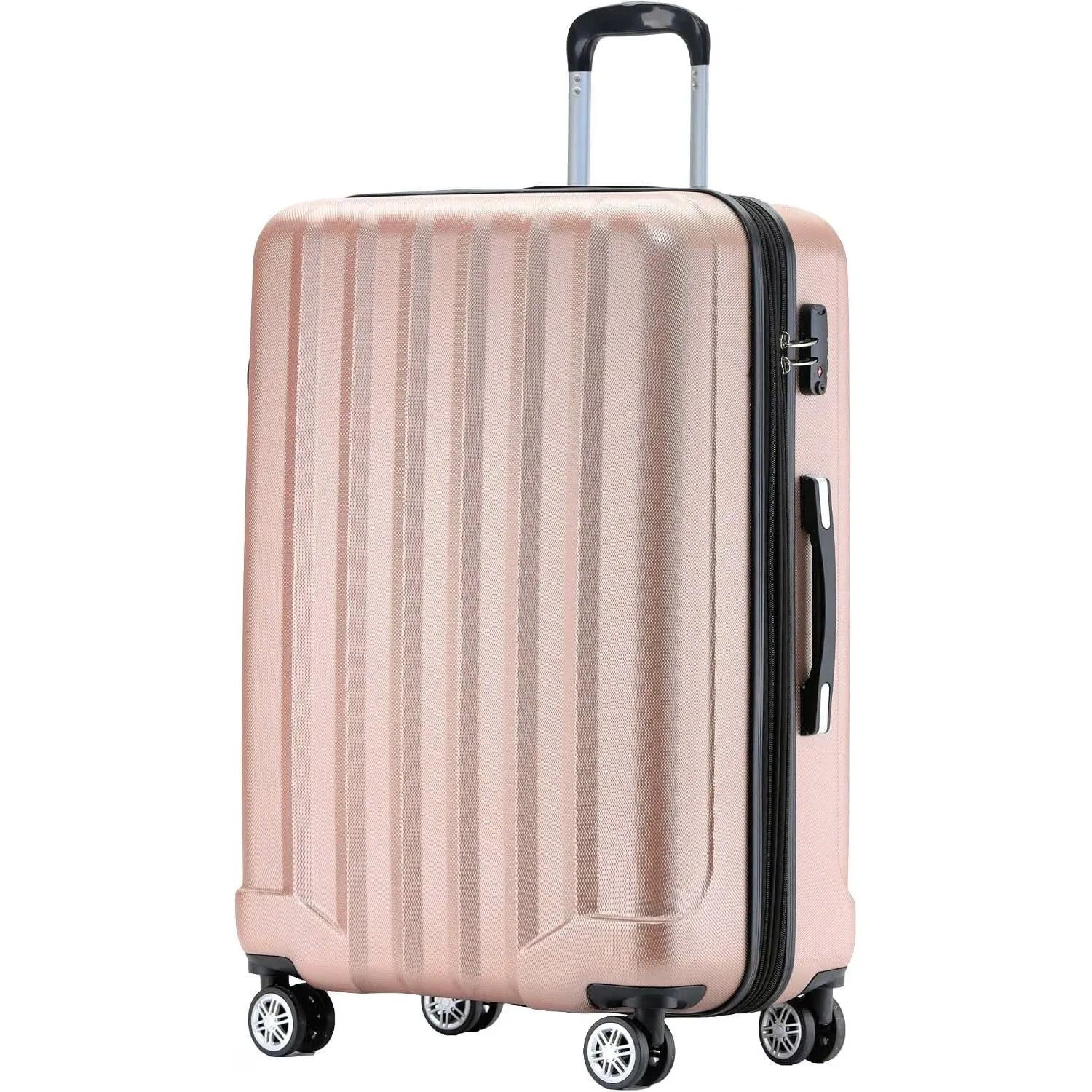 BEIBYE TSA-Schloß 2080 Gepäck Zwillingsrollen Reisekoffer Koffer Trolley Hartschale Dehnungsfuge (Rosa Gold, L)
