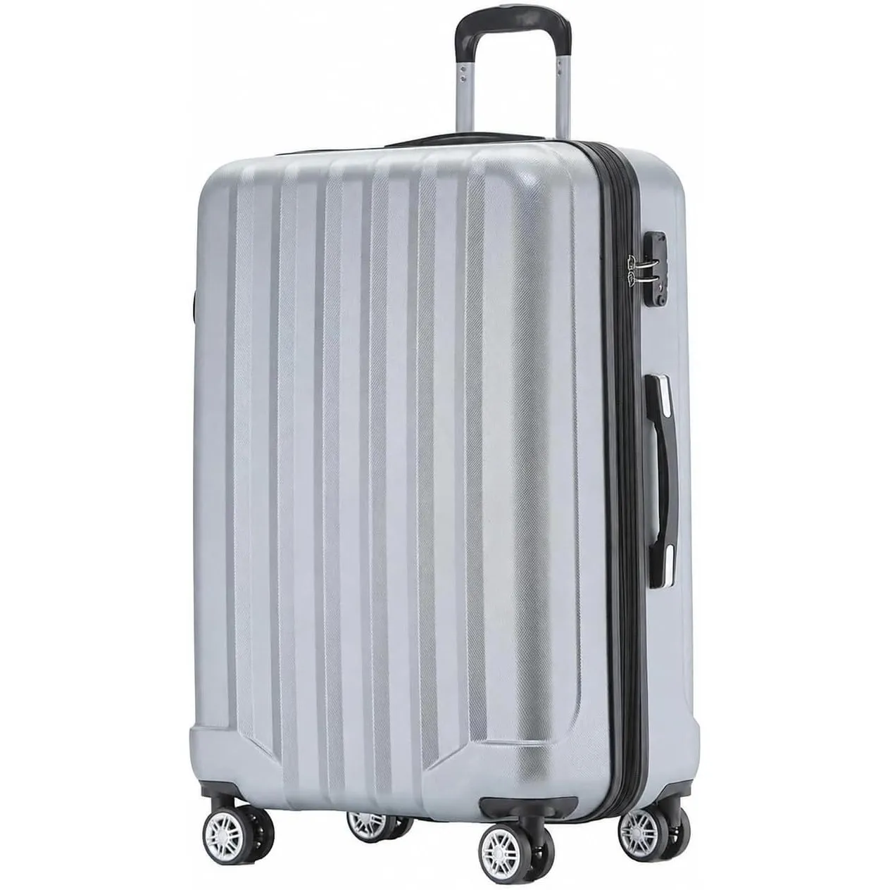 BEIBYE TSA-Schloß 2080 Gepäck Zwillingsrollen Reisekoffer Koffer Trolley Hartschale Dehnungsfuge (Silber, XL)