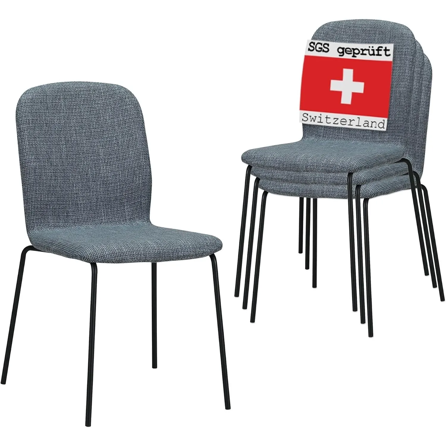 ALBATROS Esszimmerstühle 4er Set ENNA, grau - stapelbar, bequemer Polsterstuhl - Eleganter Küchenstuhl, Stuhl Esszimmer…