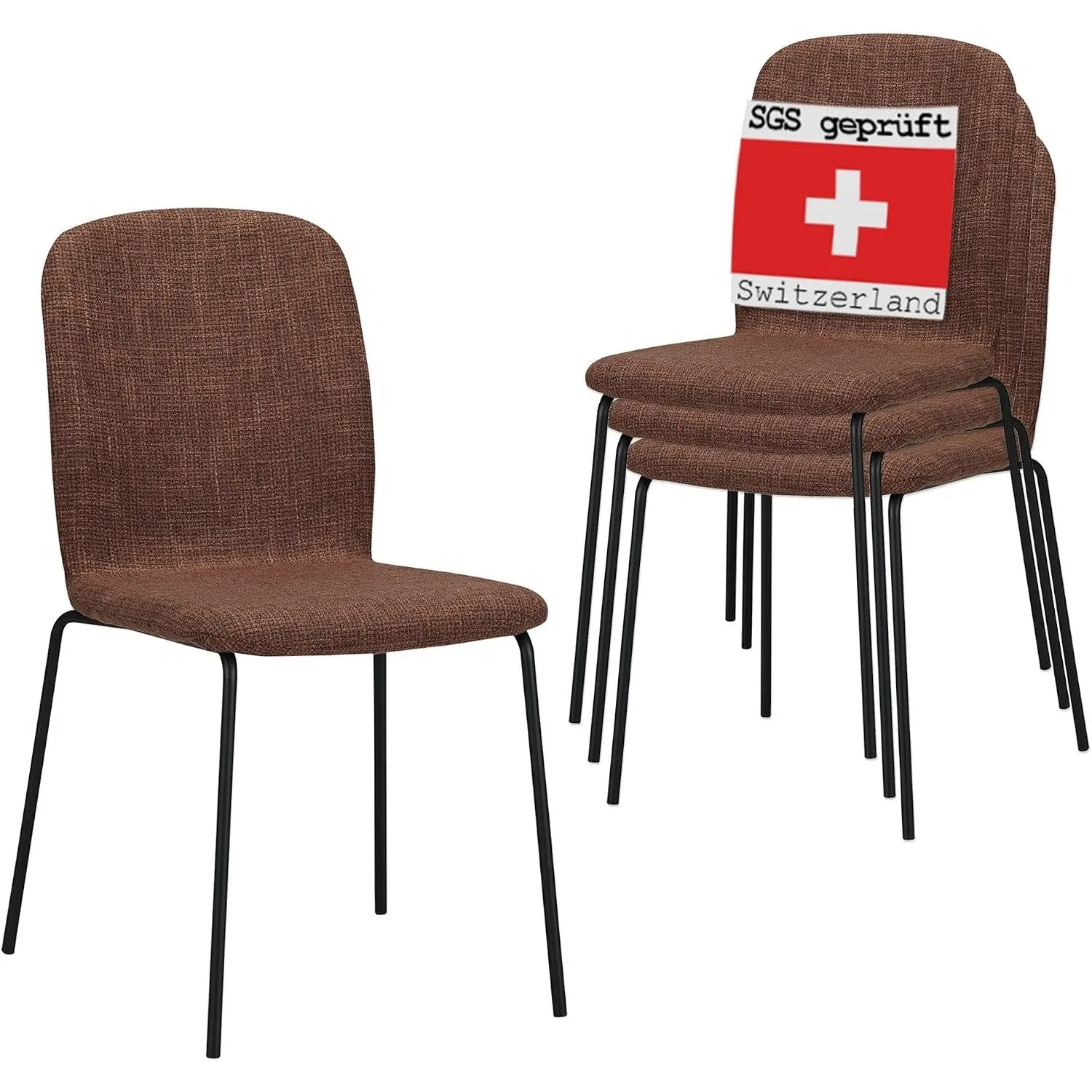 ALBATROS Esszimmerstühle 4er Set ENNA, braun - stapelbar, bequemer Polsterstuhl - Eleganter Küchenstuhl, Stuhl Esszimme…