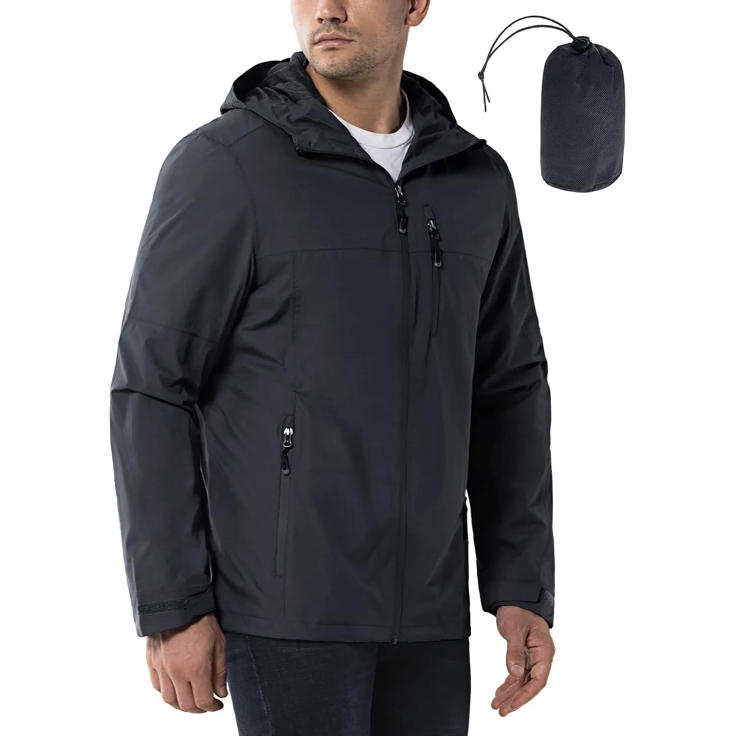 33,000ft Regenjacke Herren Wasserdicht Atmungsaktiv Packbare Leichte Jacke