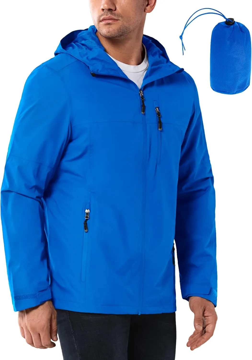 33,000ft Regenjacke Herren Wasserdicht Outdoorjacke Leichte Freizeitjacke Packbare Windjacke Fahrrad Regenmantel mit Ka…