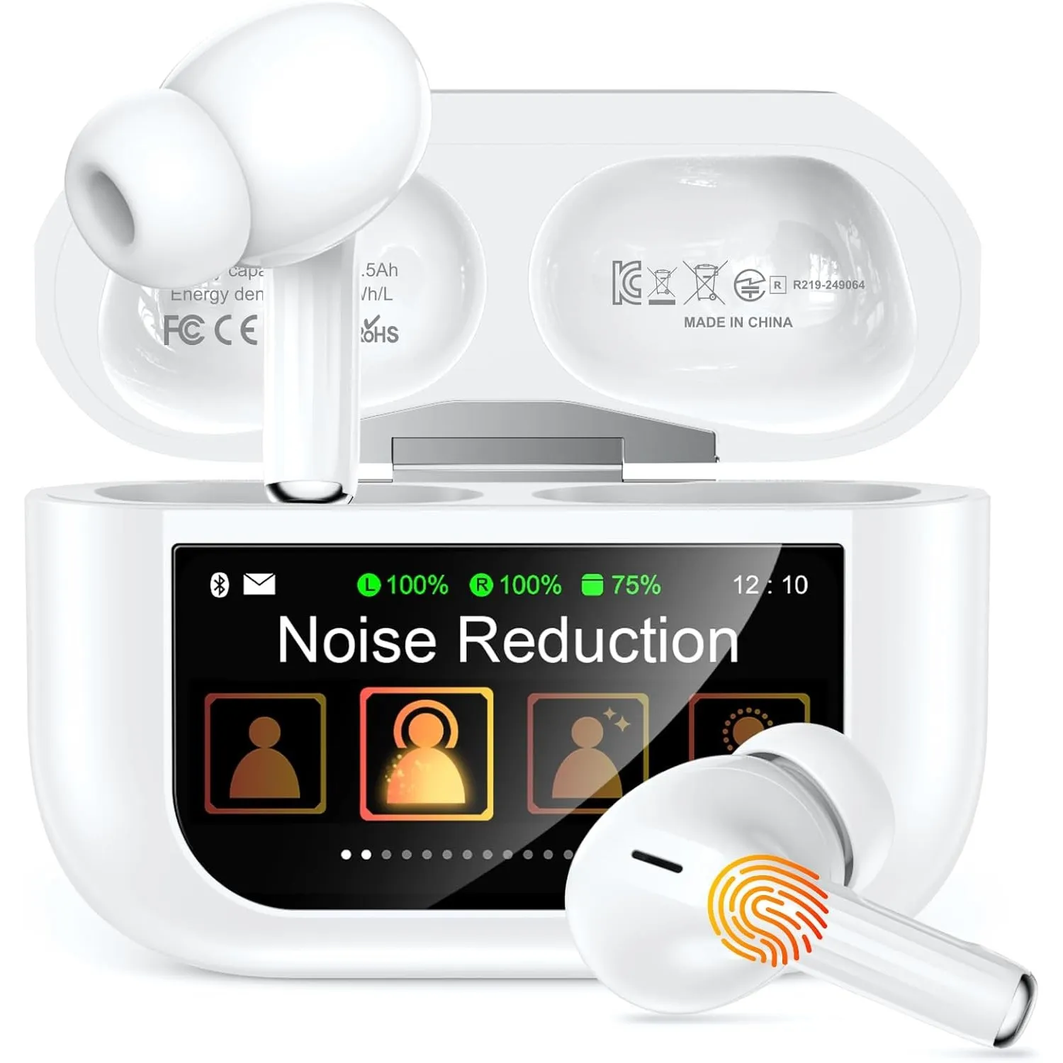 ZZU Kopfhörer Kabellose Bluetooth mit Smart Touchscreen, 48 Std. Laufzeit, Bluetooth 5.4 In-Ear Ohrhörer mit ANC & ENC …