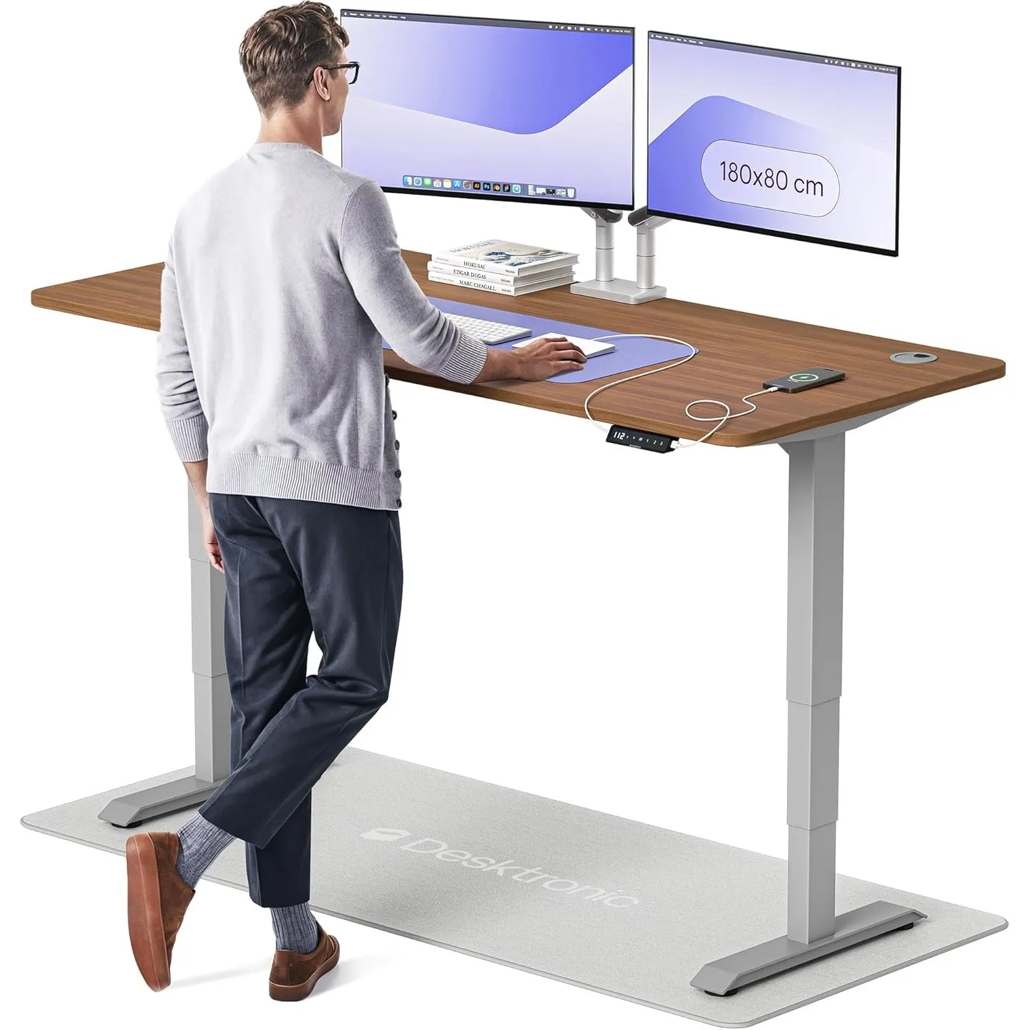 Desktronic HomePro Höhenverstellbarer Schreibtisch 180 × 80 cm – Elektrischer Schreibtisch Mit Zwei Elektrischen Motore…