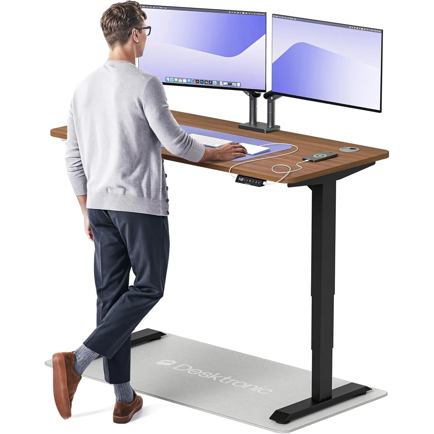 Desktronic HomePro Höhenverstellbarer Schreibtisch 140 × 70 cm – Elektrischer Schreibtisch Mit Zwei Elektrischen Motore…