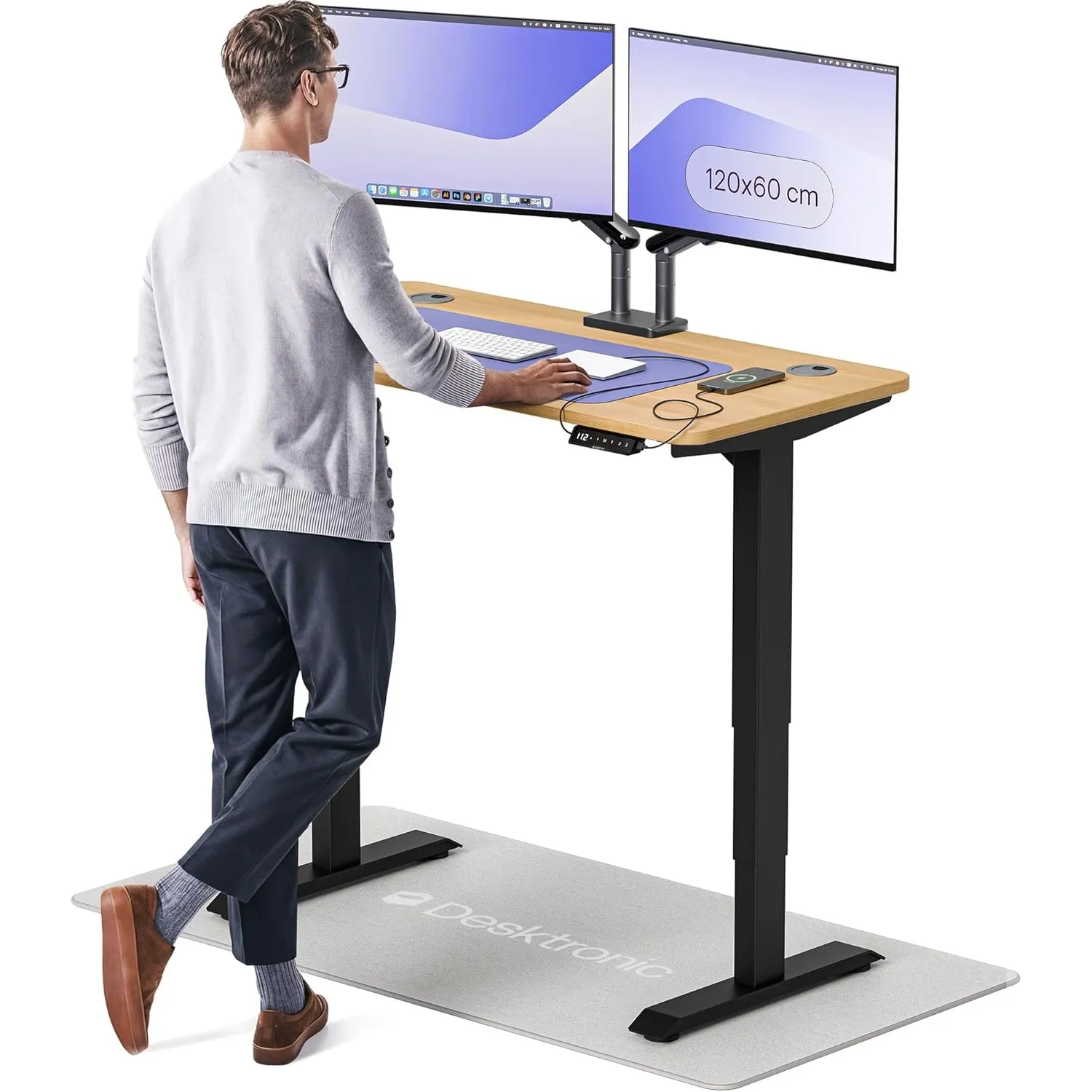 Desktronic HomePro Höhenverstellbarer Schreibtisch 120 × 60 cm – Elektrischer Schreibtisch Mit Zwei Elektrischen Motore…
