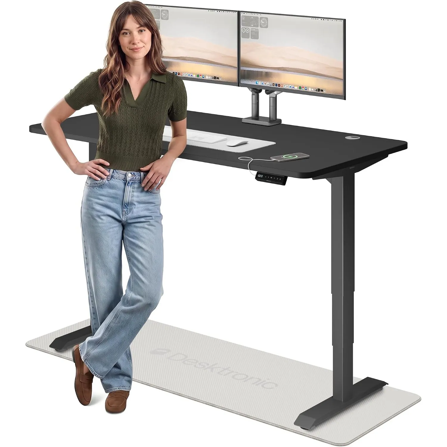 Desktronic HomePro Höhenverstellbarer Schreibtisch 160 × 80 cm – Elektrischer Schreibtisch Mit Zwei Elektrischen Motore…