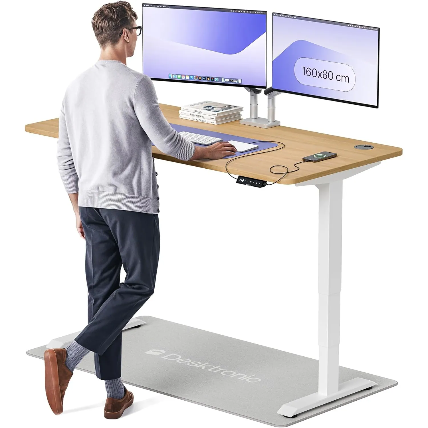 Desktronic HomePro Höhenverstellbarer Schreibtisch 160 × 80 cm – Elektrischer Schreibtisch Mit Zwei Elektrischen Motore…