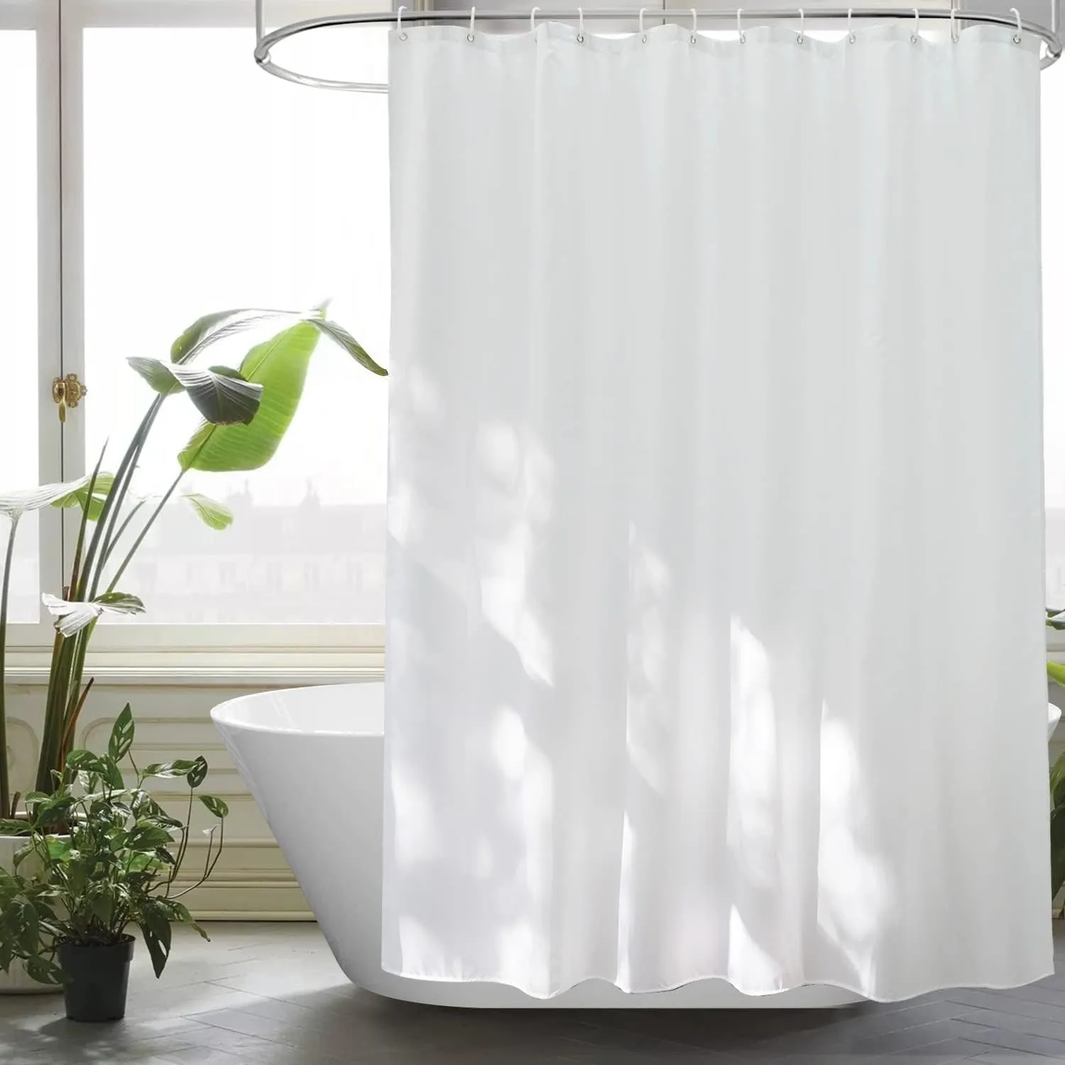 EurCross Duschvorhang 180x180 Weiß Wasserdicht Textil Stoff Shower Curtains