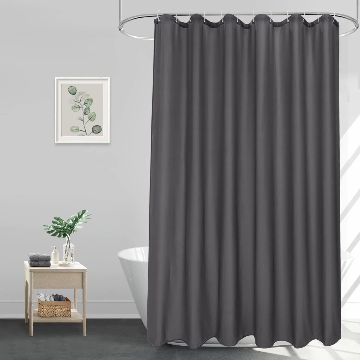 EurCross Dunkelgrau Waschbar Duschvorhang 180 x 200, Wasserdicht Dusch Vorhang für Badewanne und Dusche im Badezimmer, …
