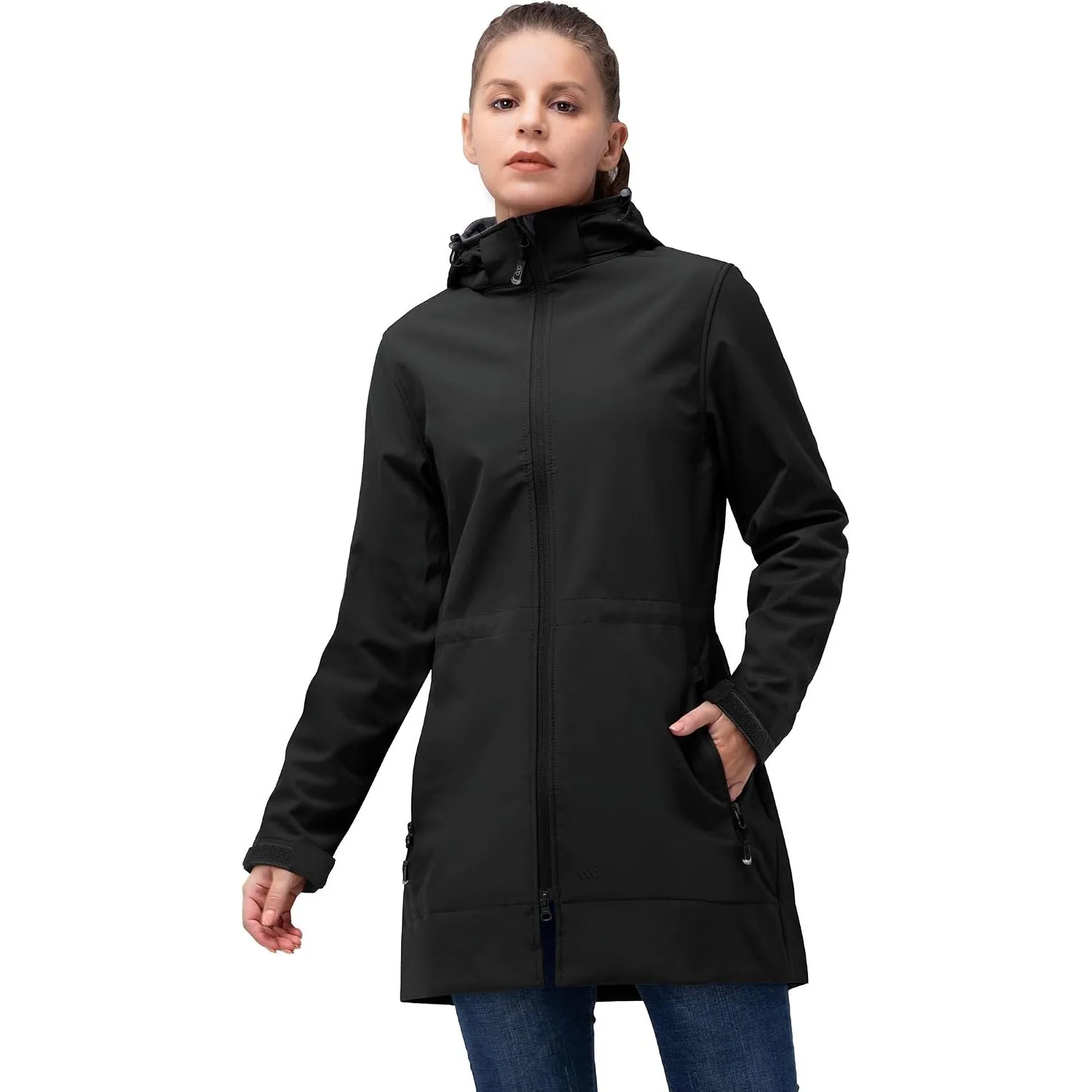 33,000ft Softshelljacke Damen Lange Übergangsjacke Leicht Softshellmantel