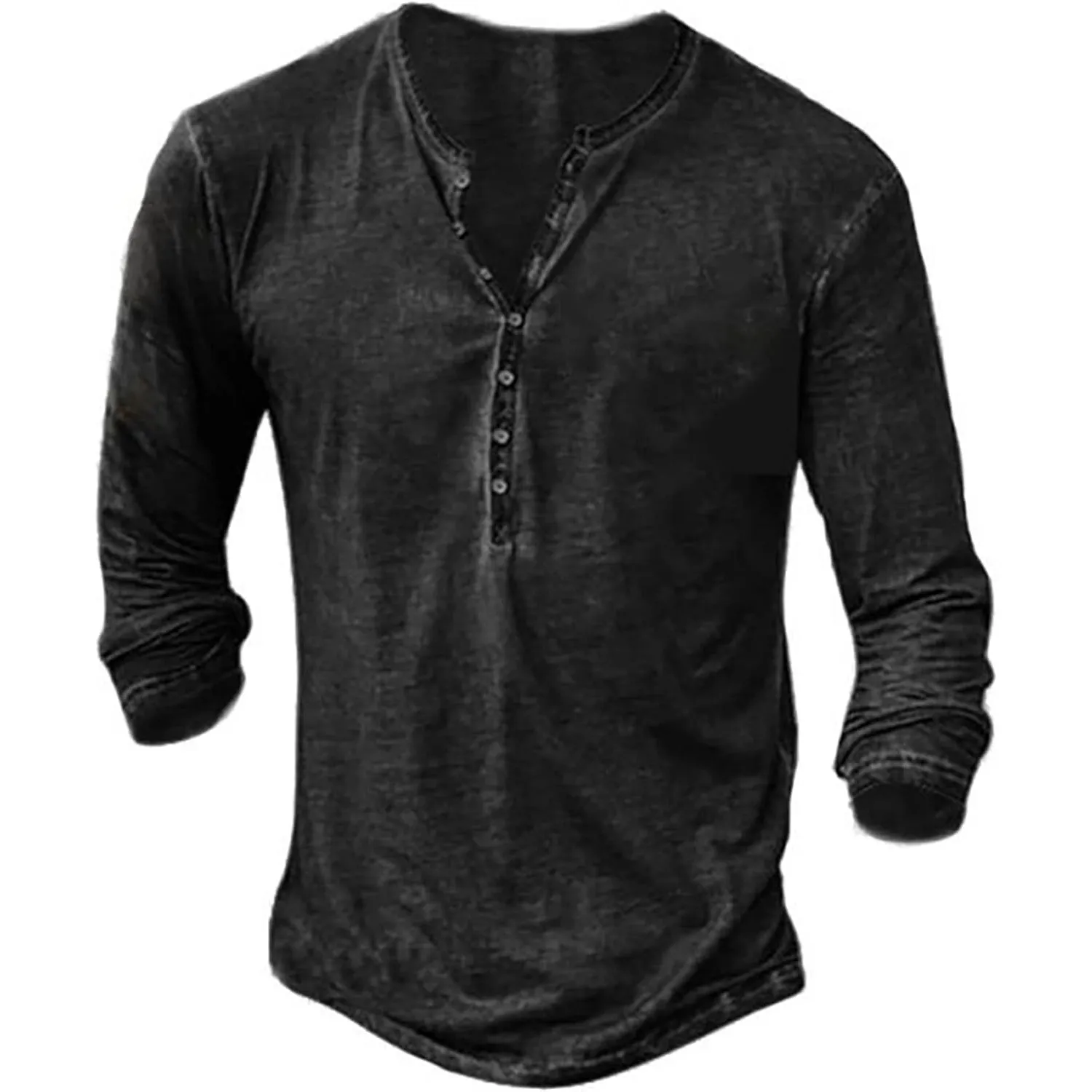 Beotyshow Hemd Herren Langarm Henley Shirt Männer Freizeithemd Vintage Casual Leicht Baumwolle Slim Fit T-Shirt