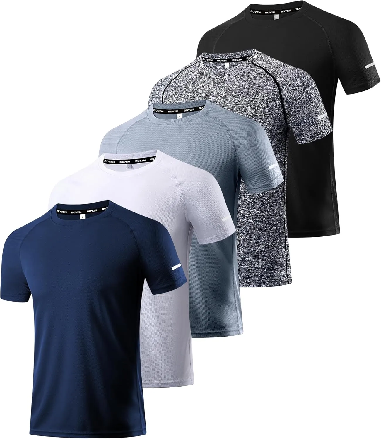 Boyzn Men’s Sports T-Shirts Pack of 1, 3 or 5, Short-Sleeved Functional Running Top, Quick-Drying, Breathable Sports Sh…