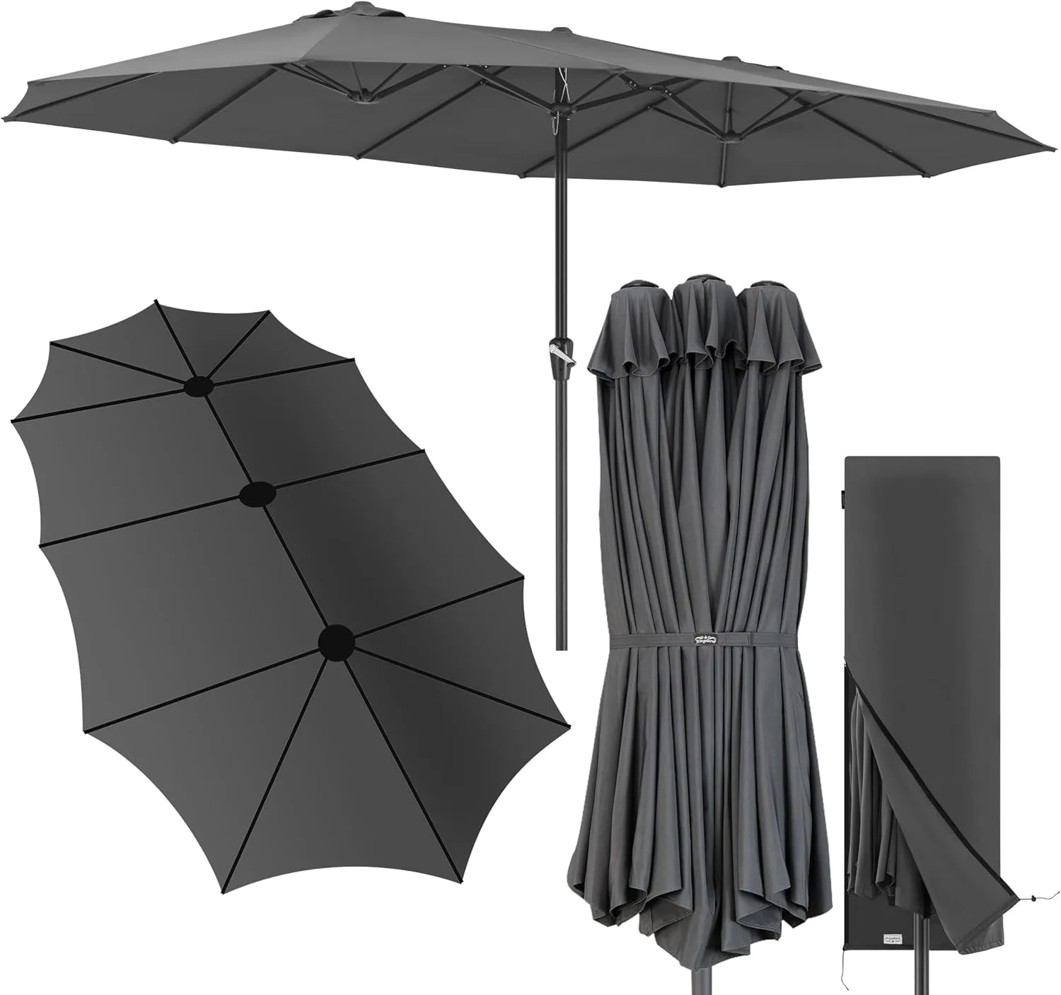 Kingsleeve Parasol 460 x 270 cm UV Protection 80+ Protective Cover Crank Stable Large Garden Patio Balcony Double Marke…