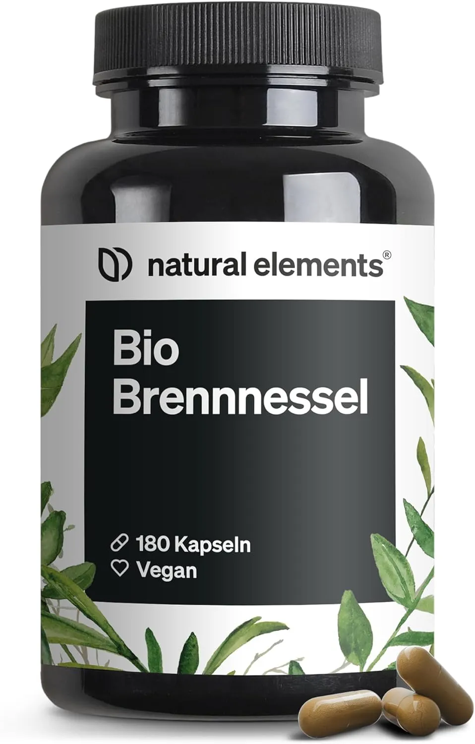 natural elements Organic Nettle - 180 Capsules - 10:1 Nettle Leaf Extract - Vegan, High Dose, No Unnecessary Additives …