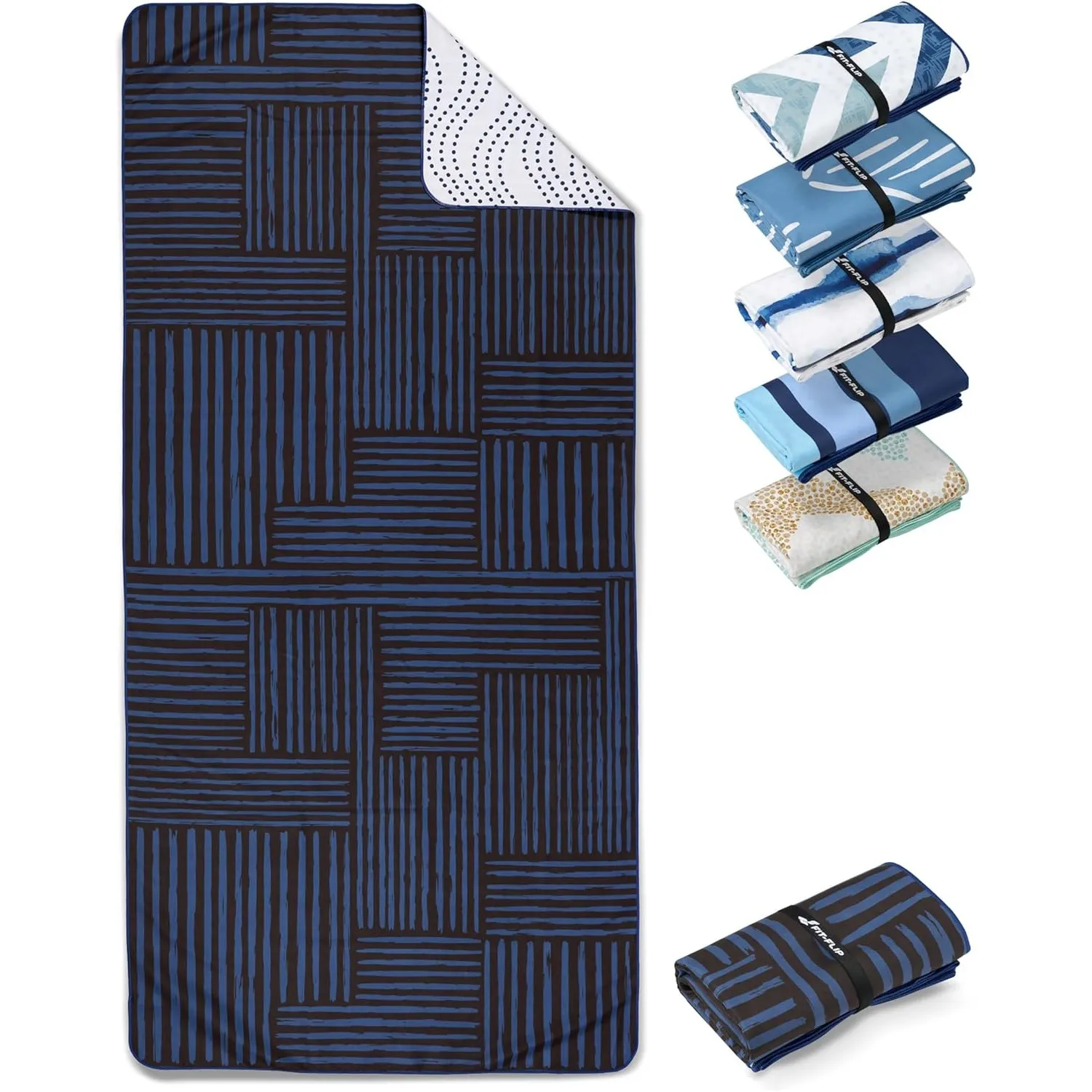 Fit-Flip Strandtuch XXL Mikrofaser leicht und schnelltrocknend | Stairs 200x90cm, Strandhandtuch, 100% recycelt, Badetu…