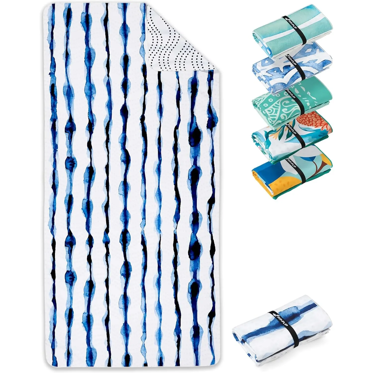 Fit-Flip Strandtuch XXL Mikrofaser leicht und schnelltrocknend | Batik Stripes 160x90cm, Strandhandtuch, 100% recycelt,…