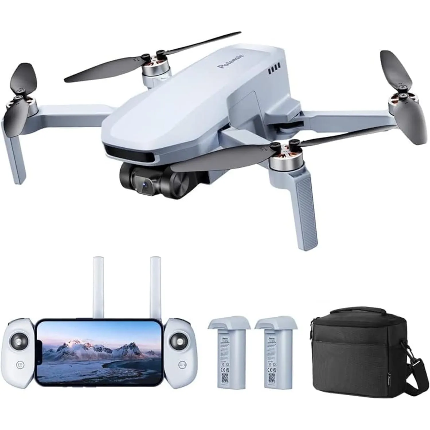 Potensic ATOM SE GPS Drohne mit 4K EIS Kamera, 2 Akkus 62 Min. Flugzeit, unter 249g, C0, 4KM FPV Übertragung, Bürstenlo…