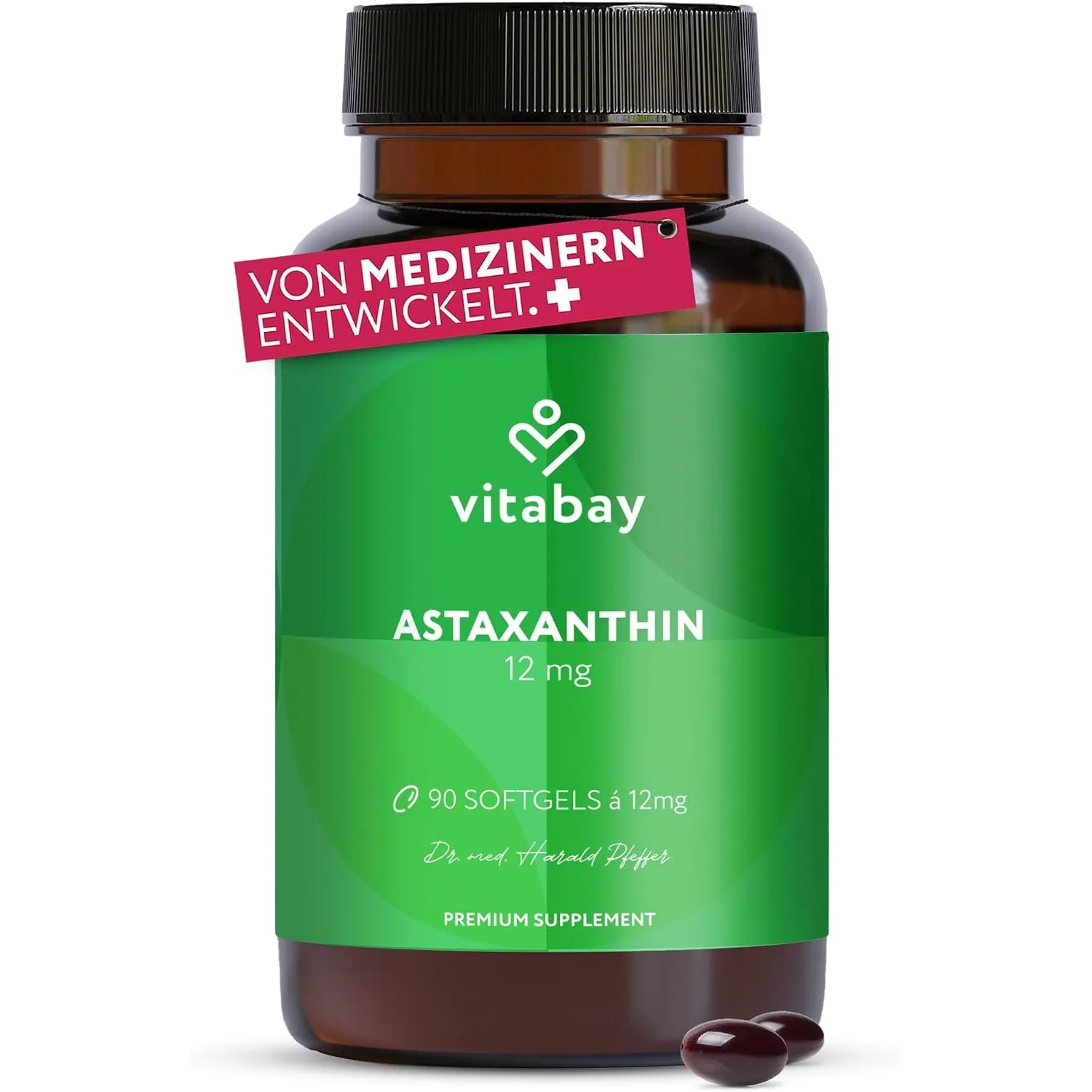 Vitabay Astaxanthin 12 mg hochdosiert – 90 vegane Softgel-Kapseln