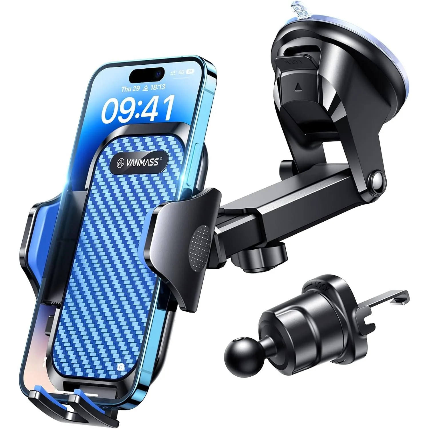 VANMASS【Militär-Klasse Handyhalterung Auto Upgrade【Stärkste Saugnapf & Lüftungshaken】 4 in 1 Handy Halterung Auto 360° …