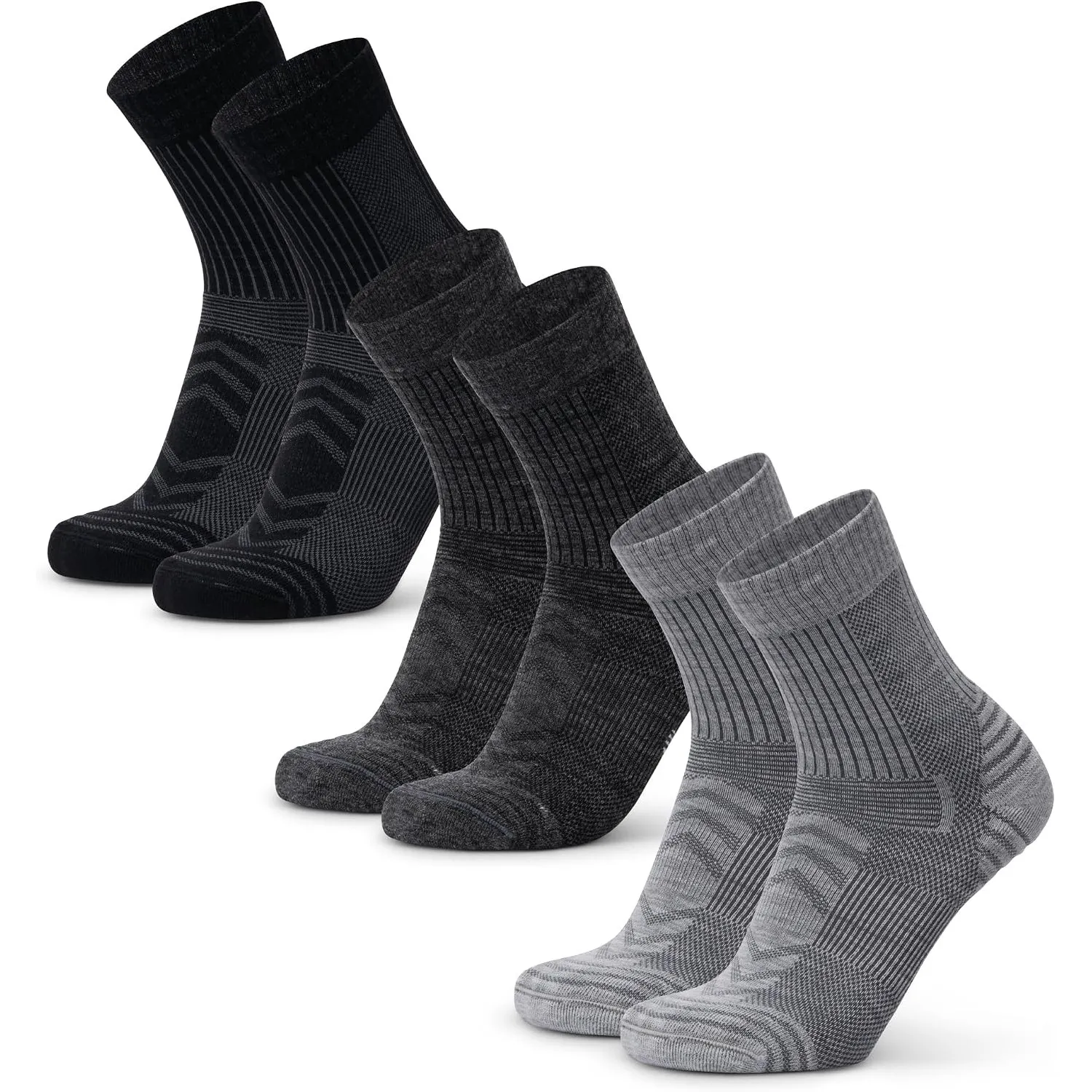 DANISH ENDURANCE Leichte Merinowolle Wandersocken, Atmungsaktiv, 3 & 5 Paar