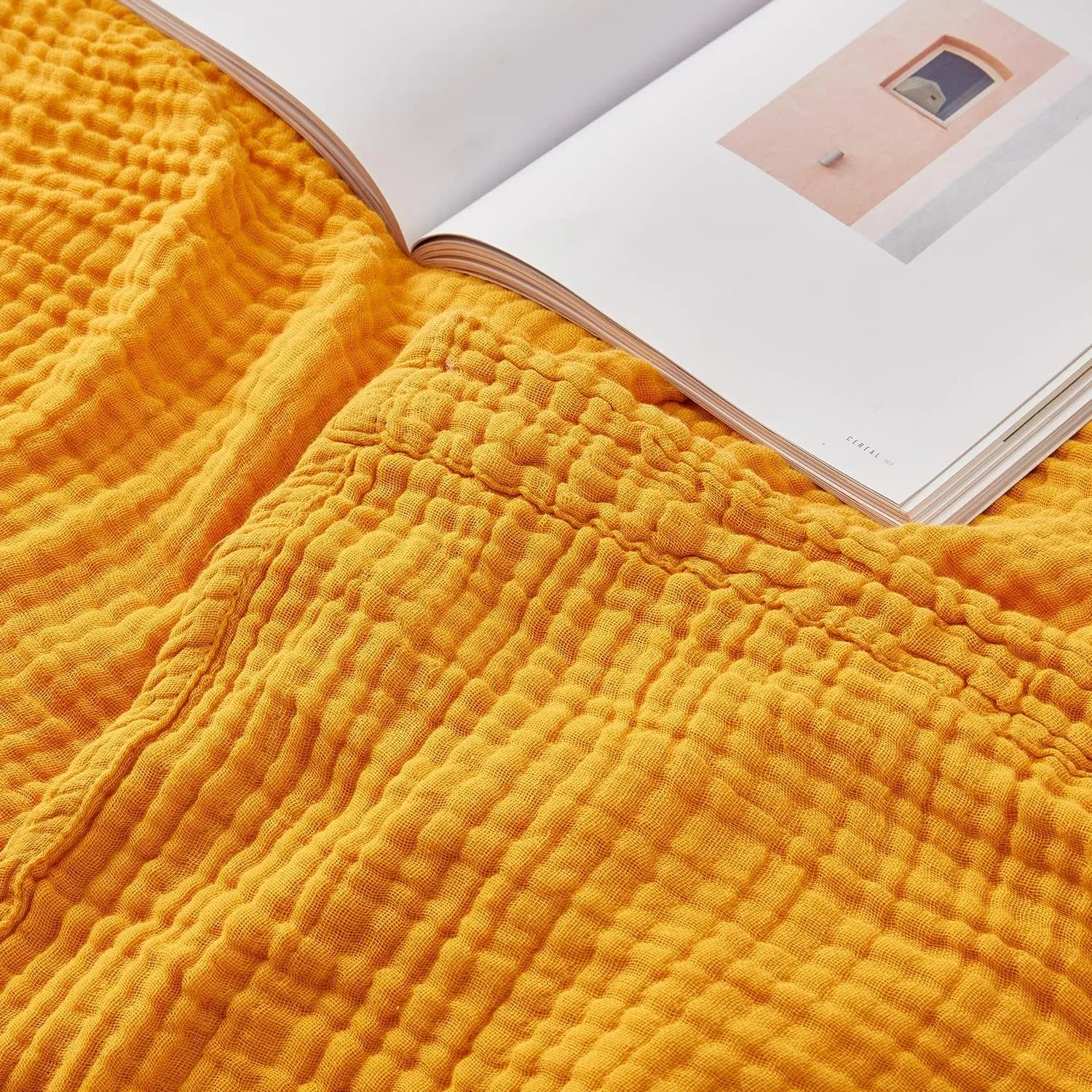 EMME Musselin-Decke 150x200 Baumwolle Oeko-TEX Erwachsene Tagesdecke | Sommer-Überwurf Decken Für Couch Atmungsaktive G…