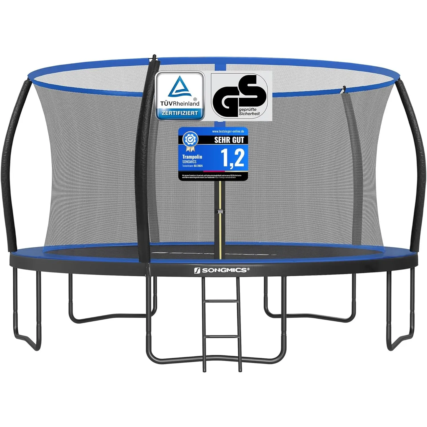 SONGMICS Trampolin Outdoor Ø 244/305/366/427 cm, rundes Gartentrampolin Kindertrampolin mit Sicherheitsnetz, Randabdeck…