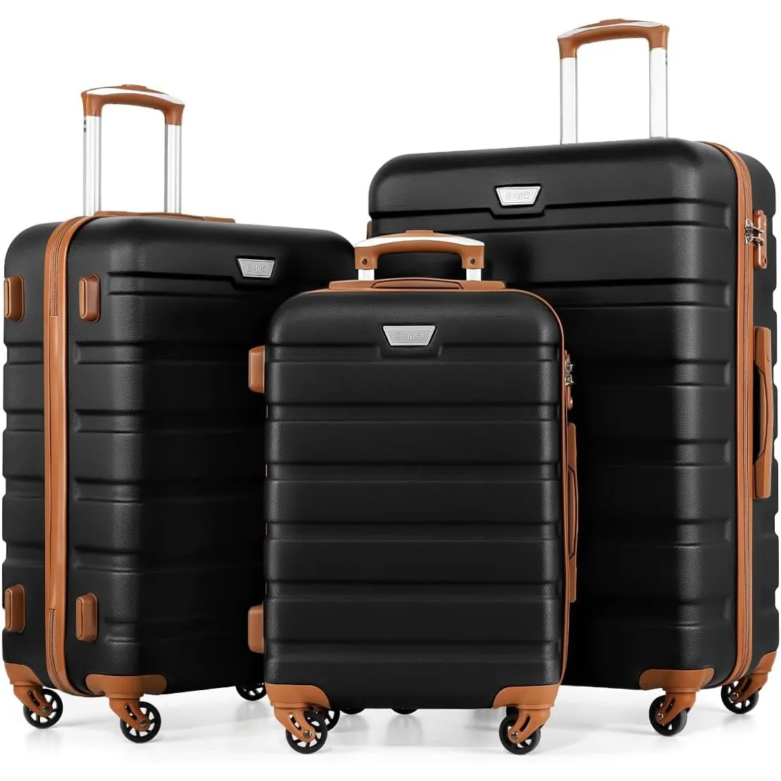 COOLIFE 3-Teiliges Kofferset für Familienreisen, M+L+XL, ABS+PC,Hartschale