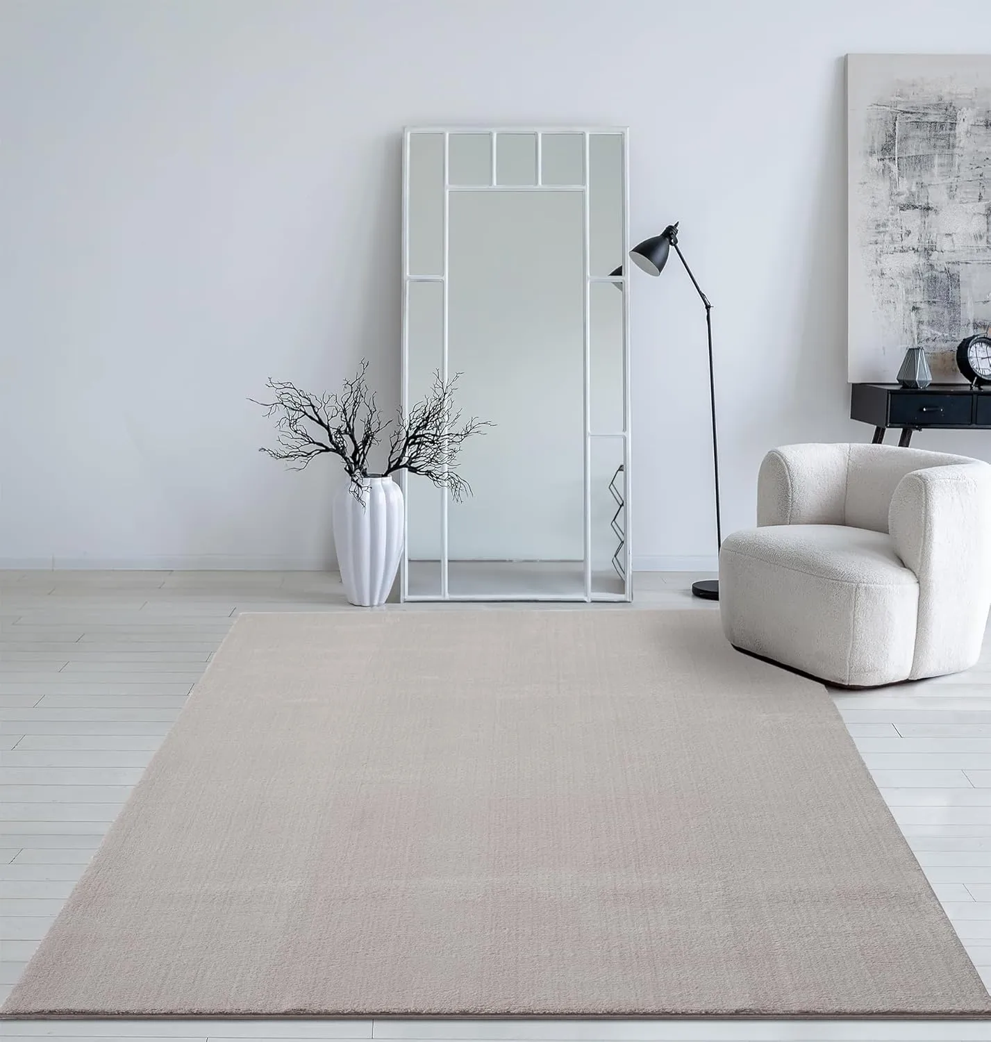 Mia's Teppiche Taos Cuddly Short Pile Rug, Non-Slip Underside, Washable up to 30 Degrees, Super Soft, Fur Look, Sand, 8…