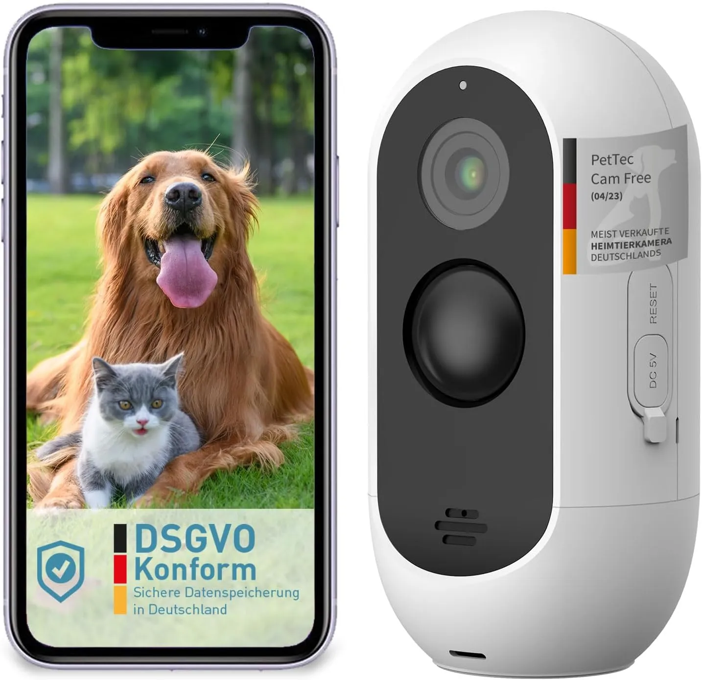 PetTec Cam Free Outdoor Wireless Dog Camera - Weatherproof WiFi Camera for Dogs with 3MP, Digital Zoom, 2-Way Audio, Ex…