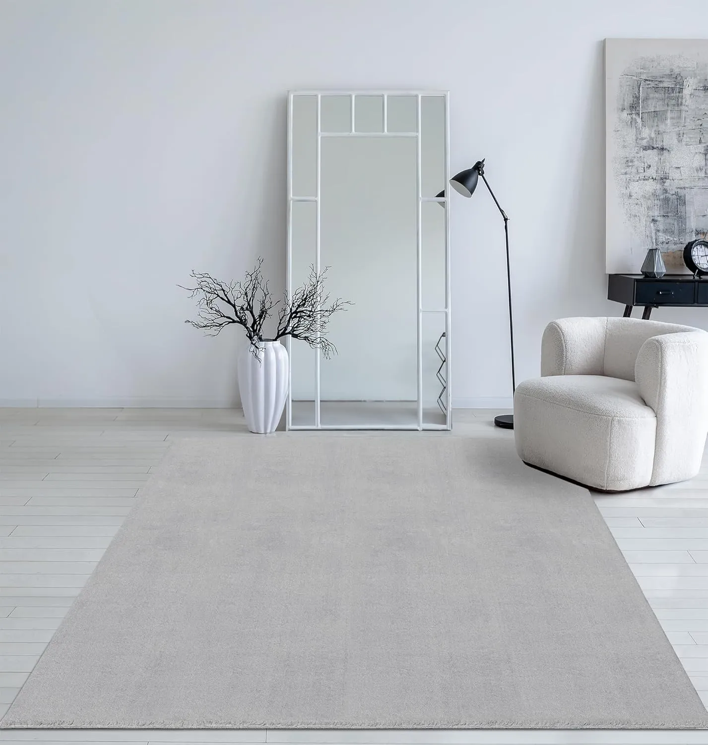 Mia's Teppiche Taos Cuddly Short Pile Rug, Non-Slip Underside, Washable up to 30 Degrees, Super Soft, Fur Look, Grey, 6…