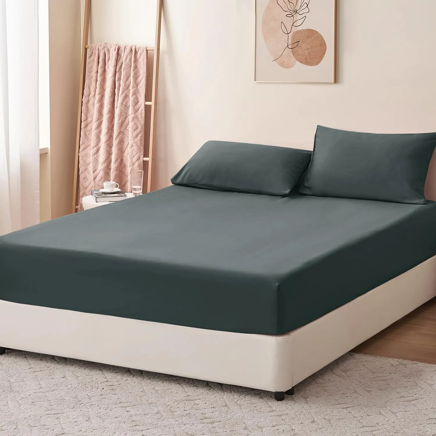 RUIKASI Spannbettlaken 160x200cm Grau Bettlaken - Oeko Tex Spannbetttuch 160x200 Bettbezug, Mikrofaser Betttuch Bett La…