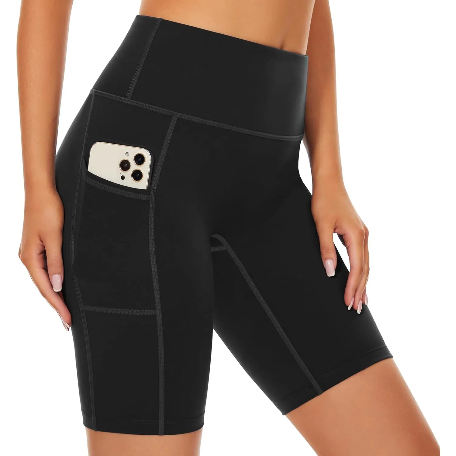 SIMIYA Laufhose Kurz Damen Radlerhose, Leggings Kurz mit Tasche High Waist Sporthose Kurz Damen Gym Shorts