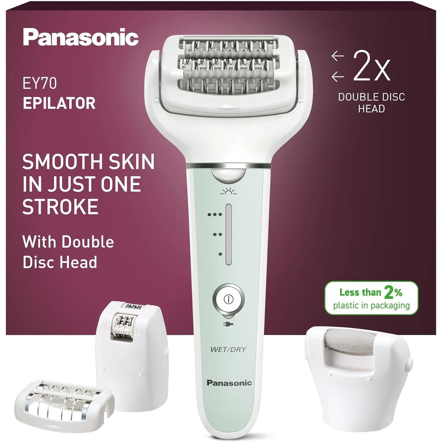 Panasonic ES-EY70 Nass/Trockenepilierer Damen, Dual Disc mit 60 Pinzetten, 90° schwenkbarer Kopf, 3 Geschwindigkeiten &…