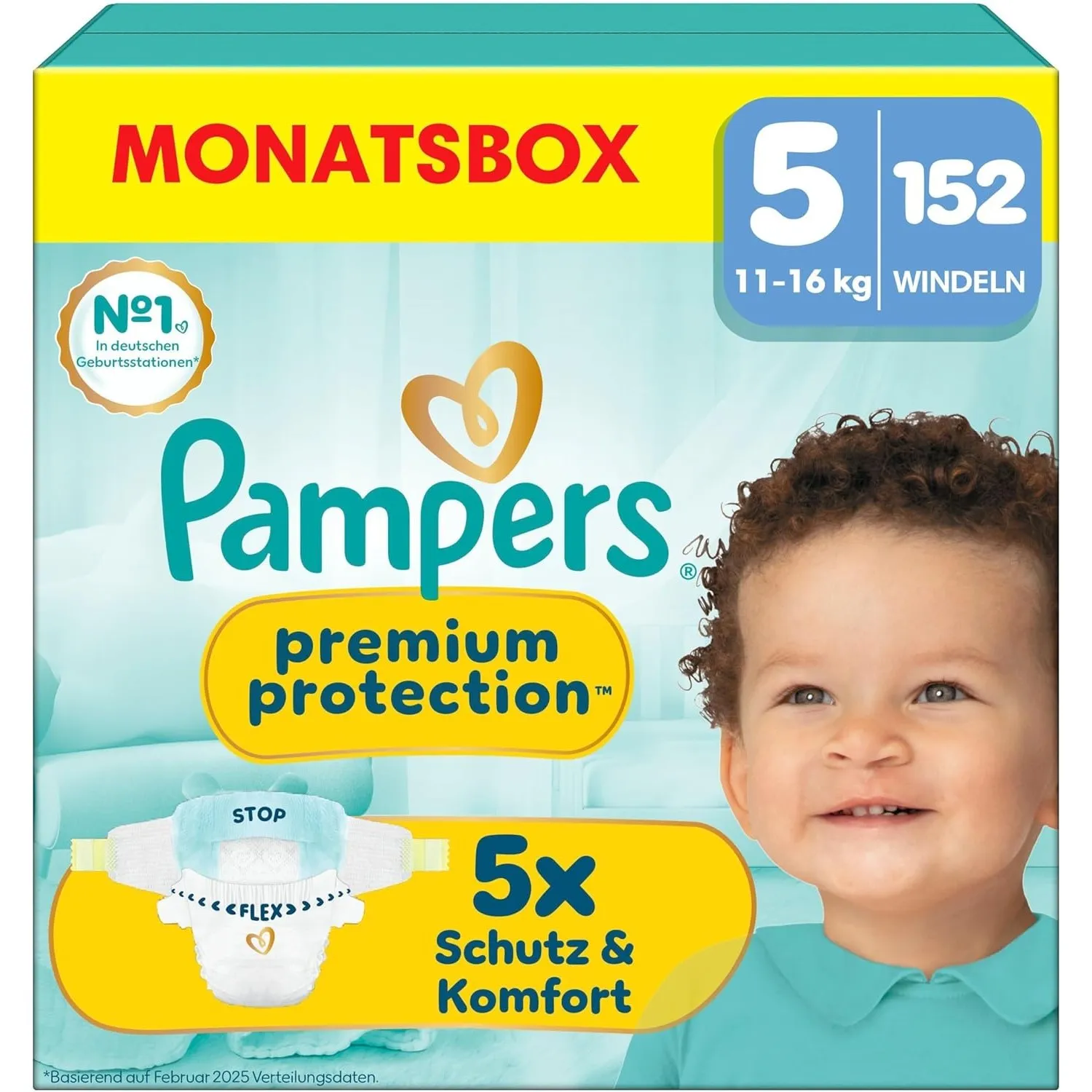 Pampers Premium Protection Größe 5, 152 Windeln, 11kg-16kg