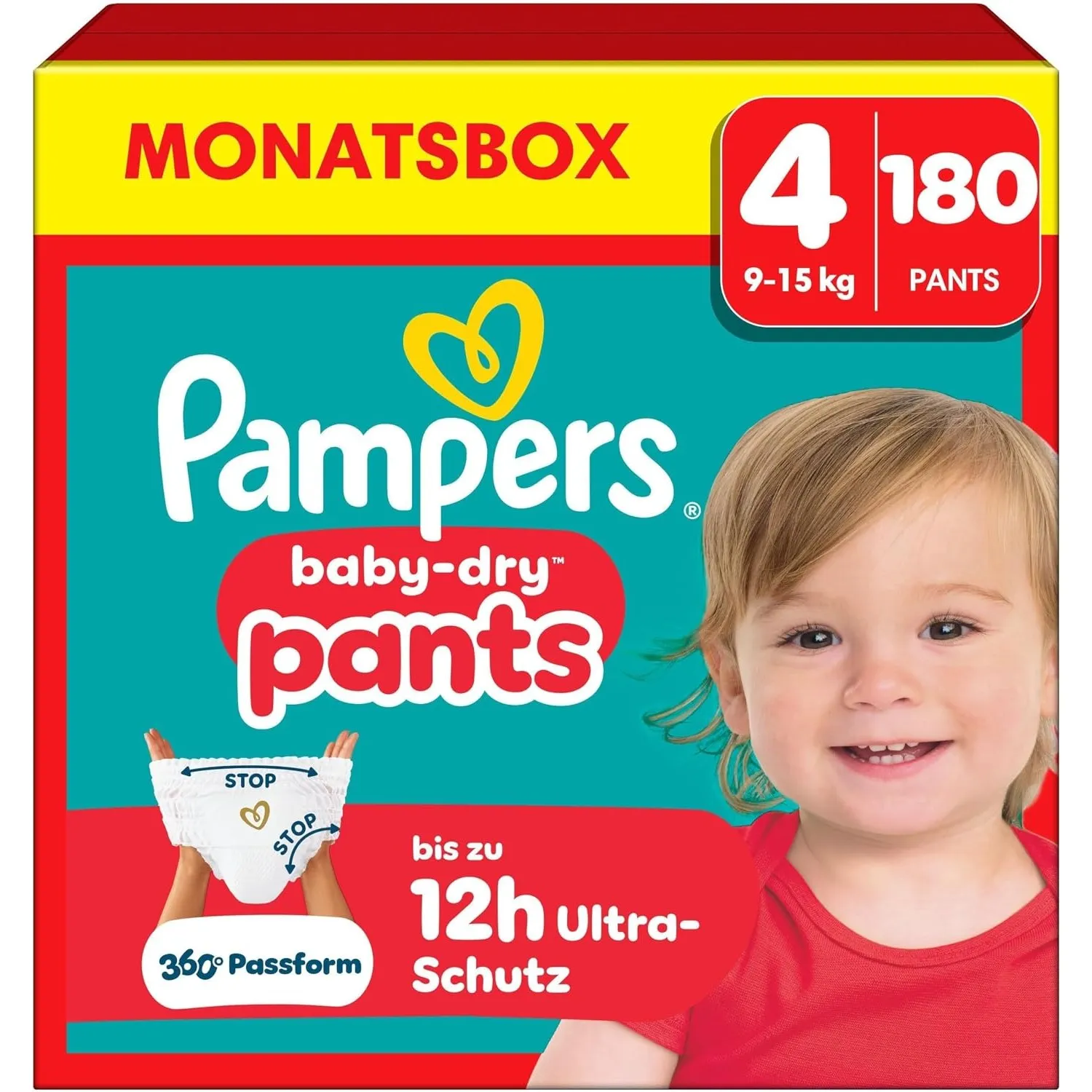 Pampers Baby-Dry Pants Größe 4, 180 Windeln, 9kg-15kg