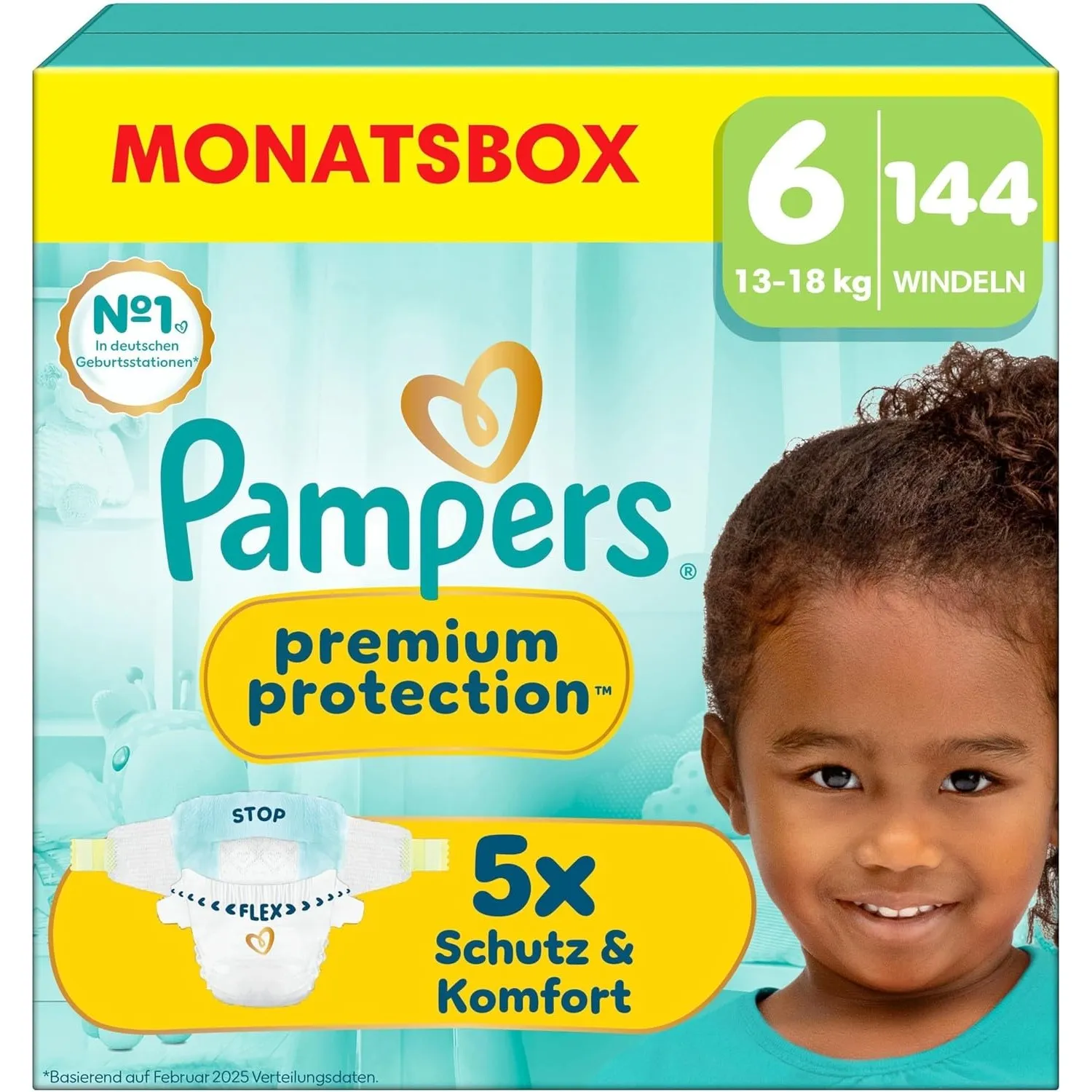 Pampers Premium Protection Größe 6, 144 Windeln, 13kg-18kg, unser Nr. 1 Haut- und Auslaufschutz