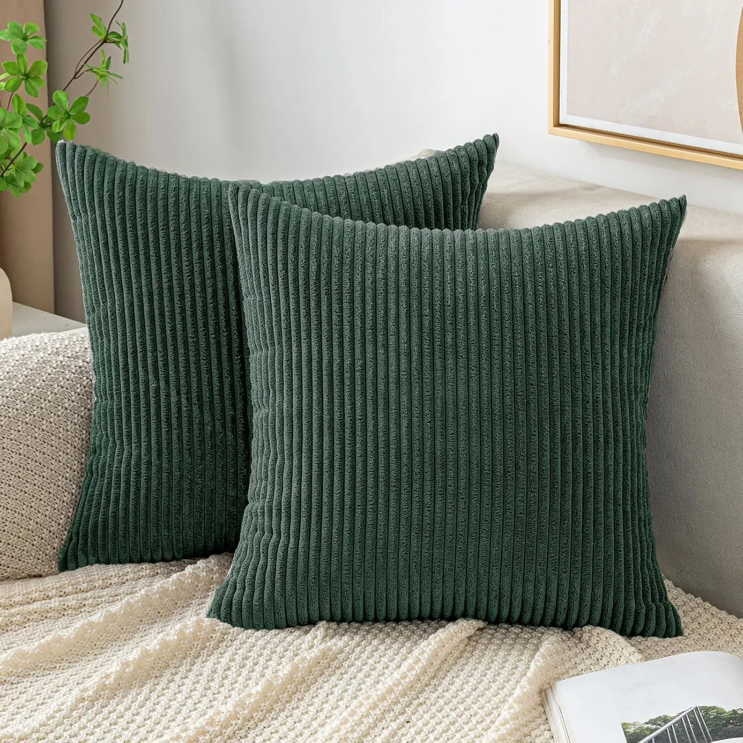 EMEMA Kissenbezug 40x40 cm Kordsamt Kissenbezüge Dekokissen Sofakissen Cord Kissenhülle Zierkissenbezug Kord Dekorative…