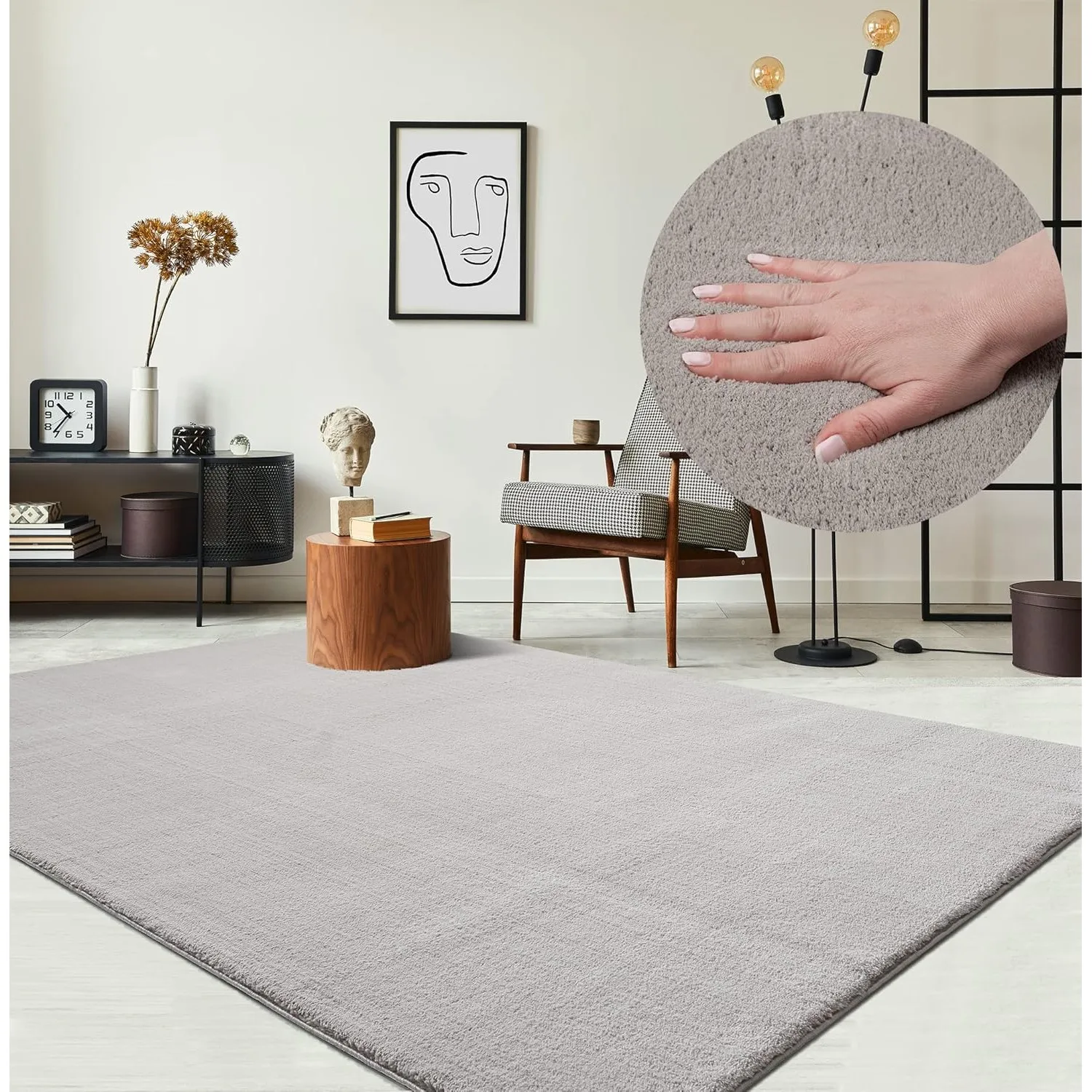 the carpet Relax Moderner Flauschiger Kurzflor Teppich, Anti-Rutsch Unterseite, Waschbar bis 30 Grad, Super Soft, Fello…