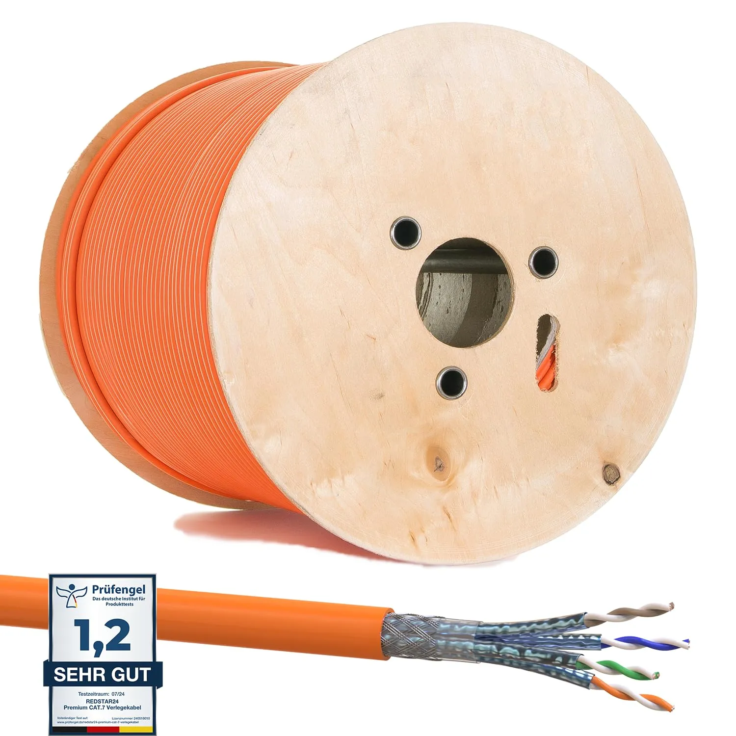 RedStar24 CAT 7 Verlegekabel 500m Netzwerkkabel Datenkabel LAN CAT7 Kabel Kupfer Installationskabel CAT.7 Gigabit S/FTP…
