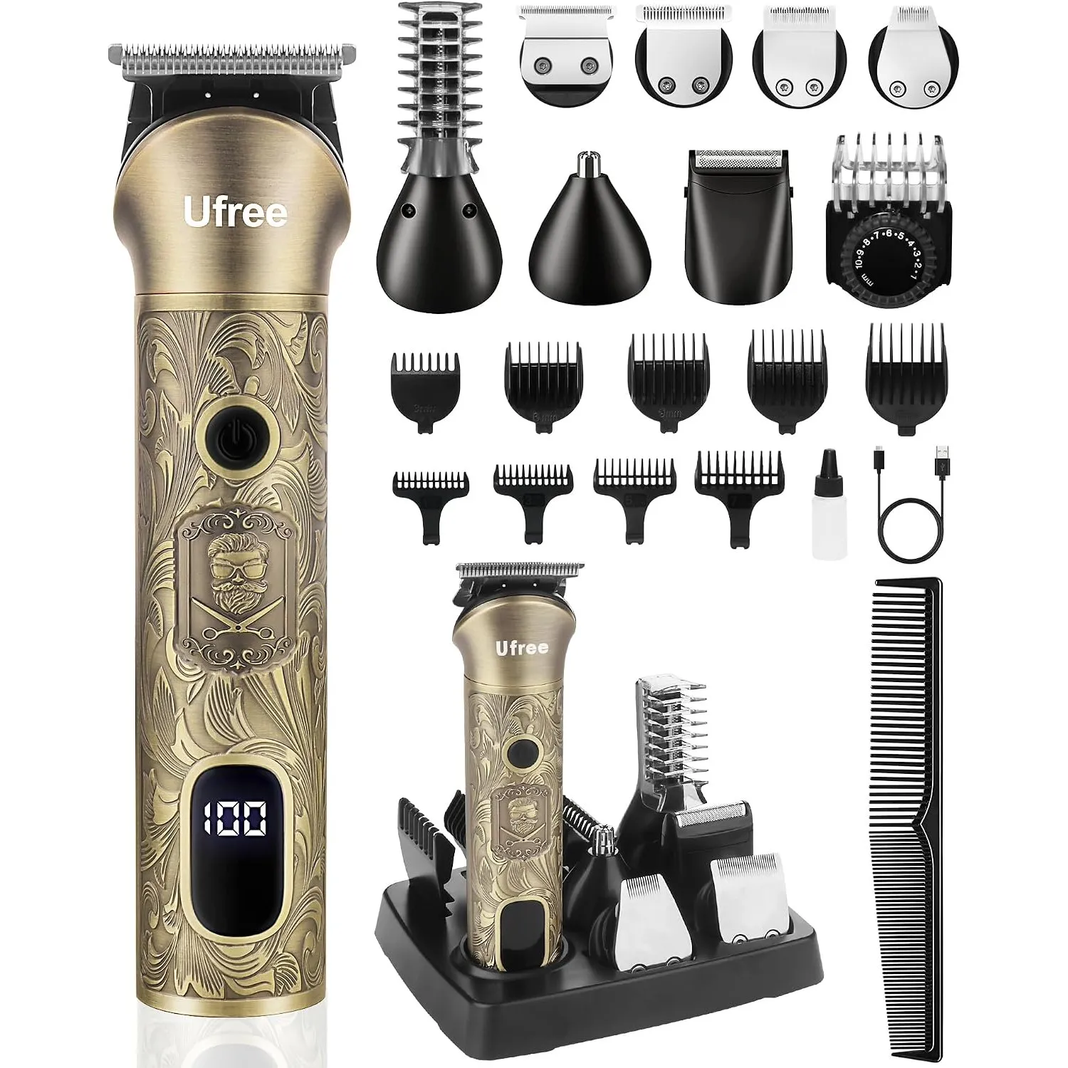 Ufree All-in-One Haarschneidemaschine, Profi Barttrimmer Haartrimmer Herren