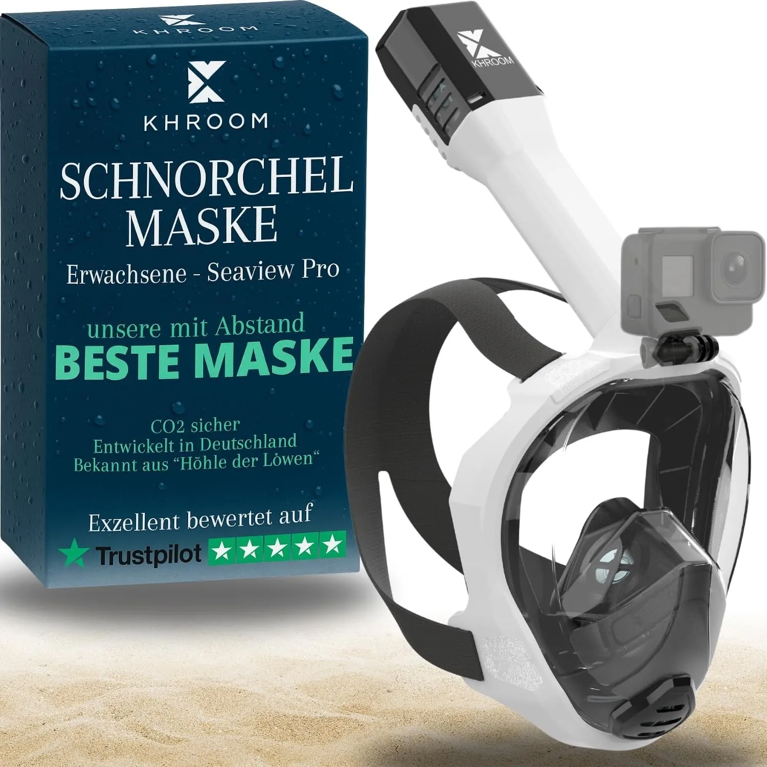 Khroom Schnorchelmaske Erwachsene Vollmaske | Unsere Beste CO2 sichere Tauchermaske Seaview Pro zum Schnorcheln | Tauch…