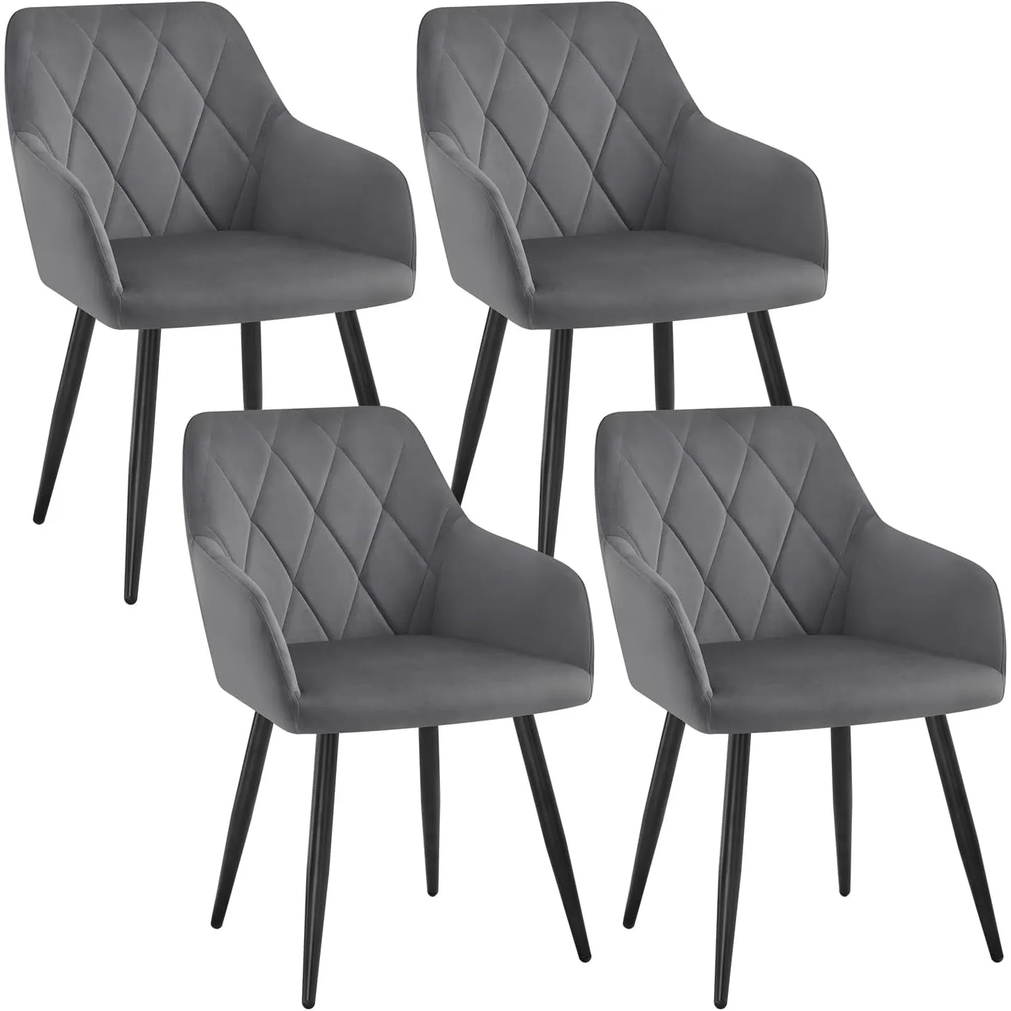 WOLTU 4er Set Esszimmerstühle mit Armlehne Rückenlehne, für Esszimmer Wohnzimmer Küche, Bequeme Küchenstühle gepolstert…