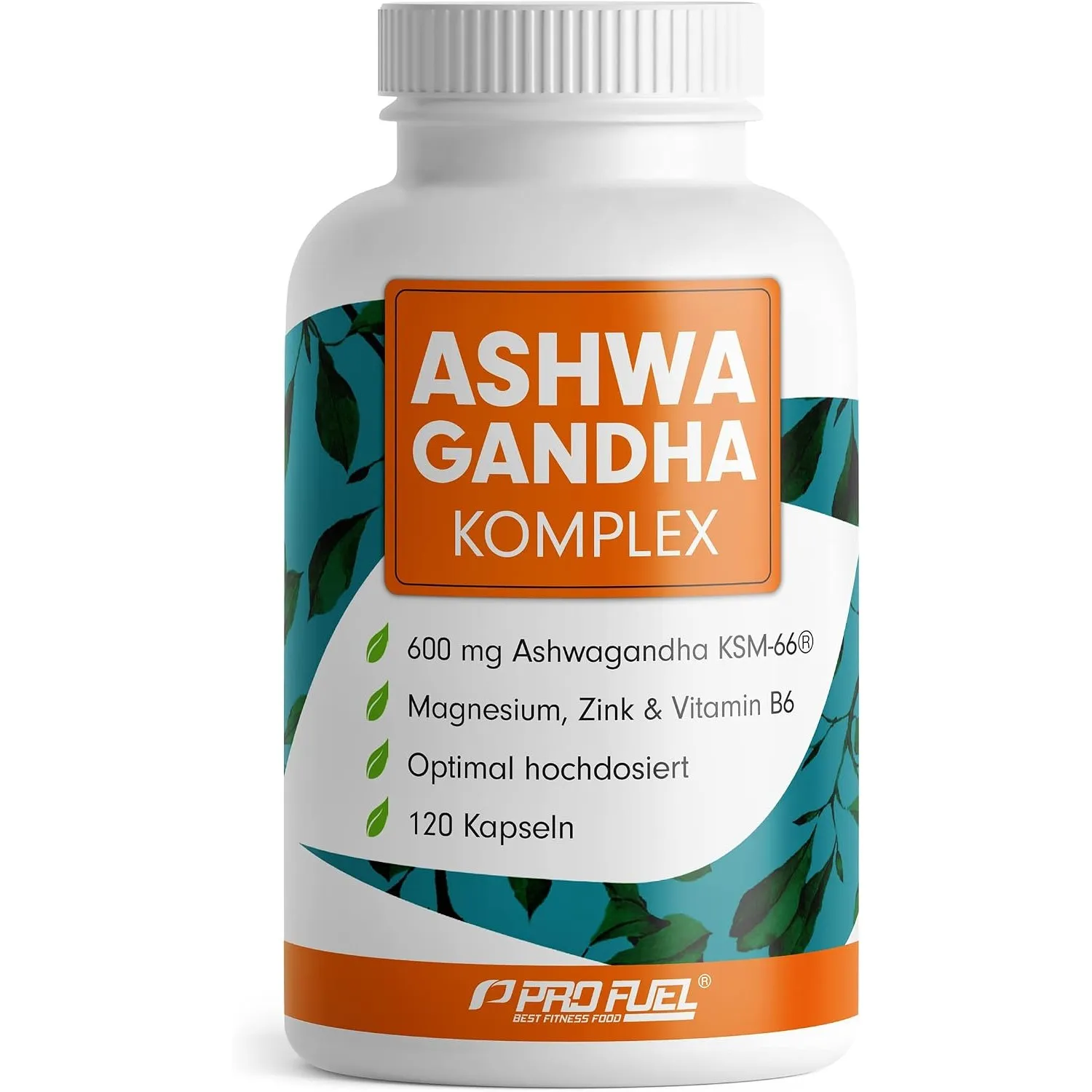 Ashwagandha Kapseln hochdosiert 120x - 600 mg Ashwagandha KSM-66® pro Tag - Komplex mit Ashwagandha-Wurzelextrakt, Magn…