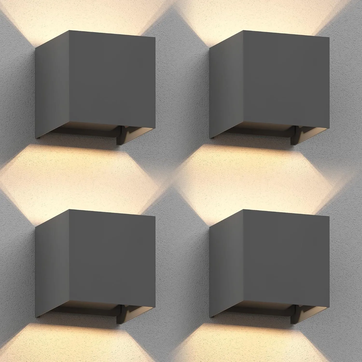 ledscom.de 4x Wandleuchte CUBEL für außen, IP65, Up-/Downlight, anthrazit matt, quadratisch, 1x G9 max. 10W